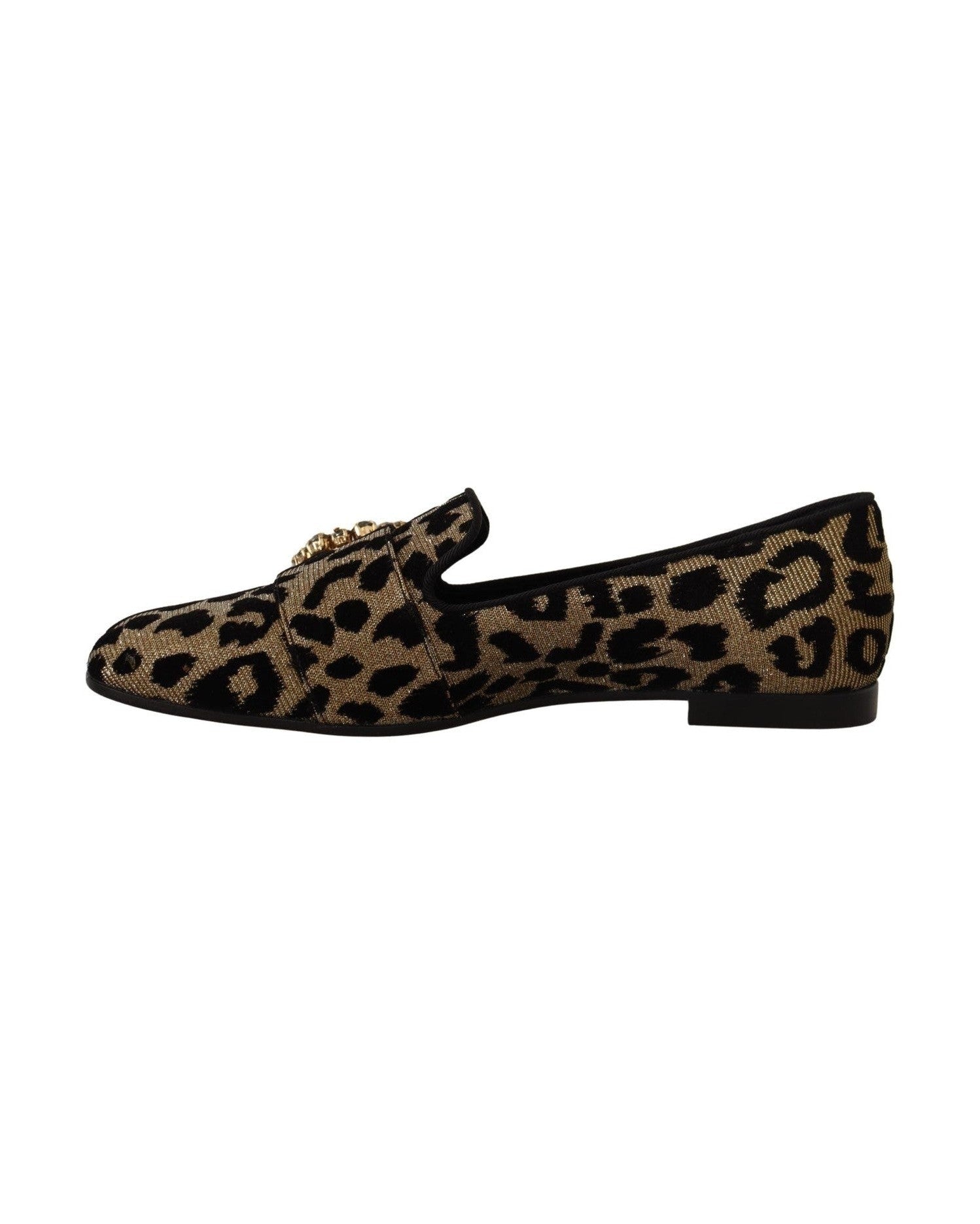 Dolce & Gabbana Elegant Leopard Crystal Gem Loafers Shoes
