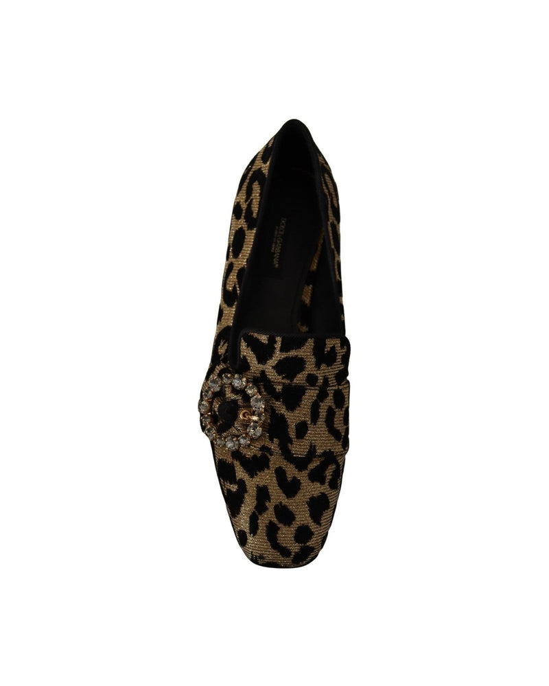 Dolce & Gabbana Elegant Leopard Crystal Gem Loafers Glam Steals