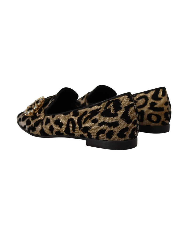 Dolce & Gabbana Elegant Leopard Crystal Gem Loafers Glam Steals