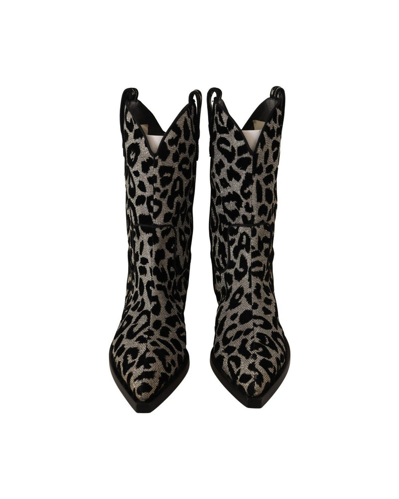 Dolce & Gabbana Elegant Leopard Print Mid Calf Boots Boots