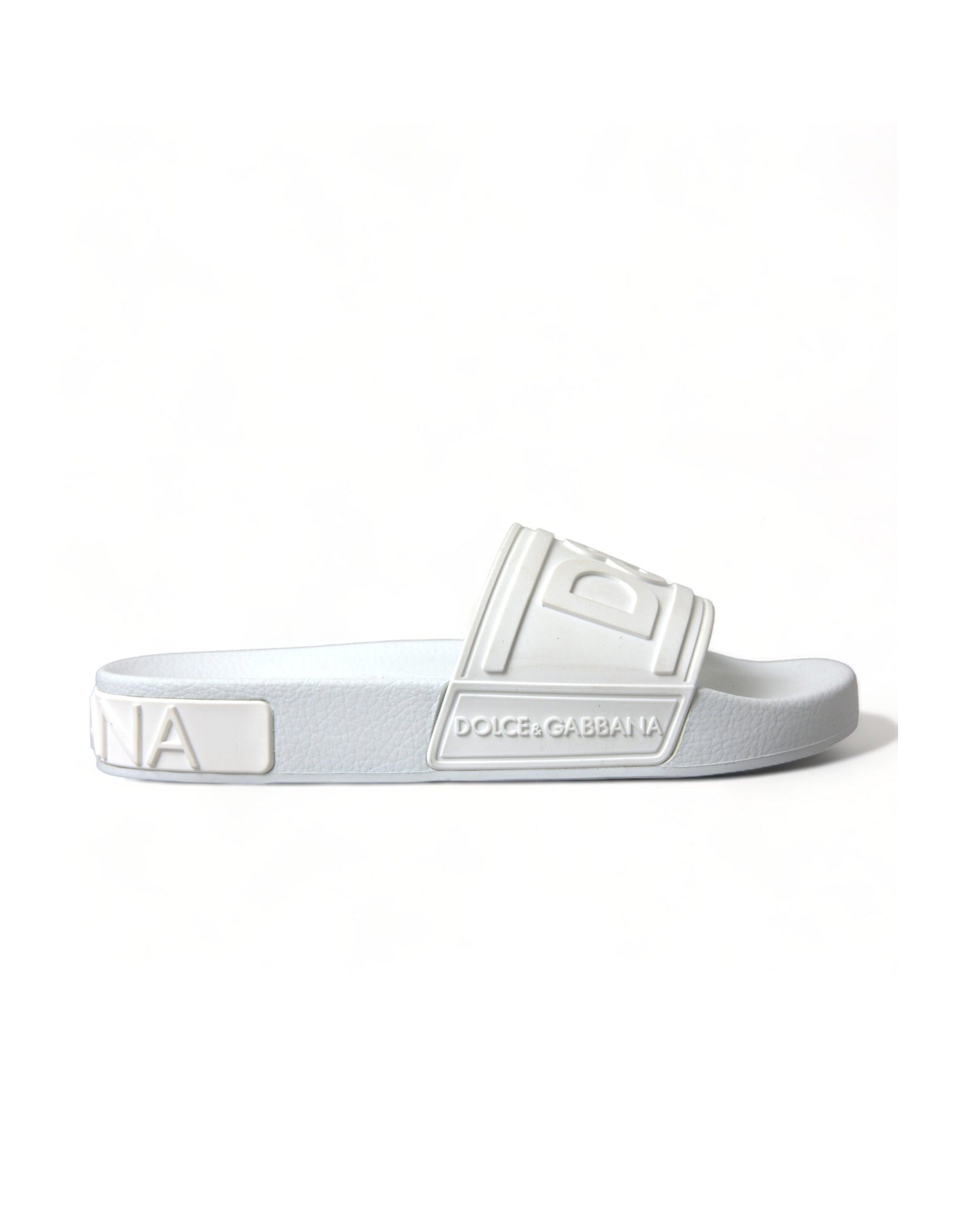 Dolce & Gabbana Elegant Logo White Slides Glam Steals