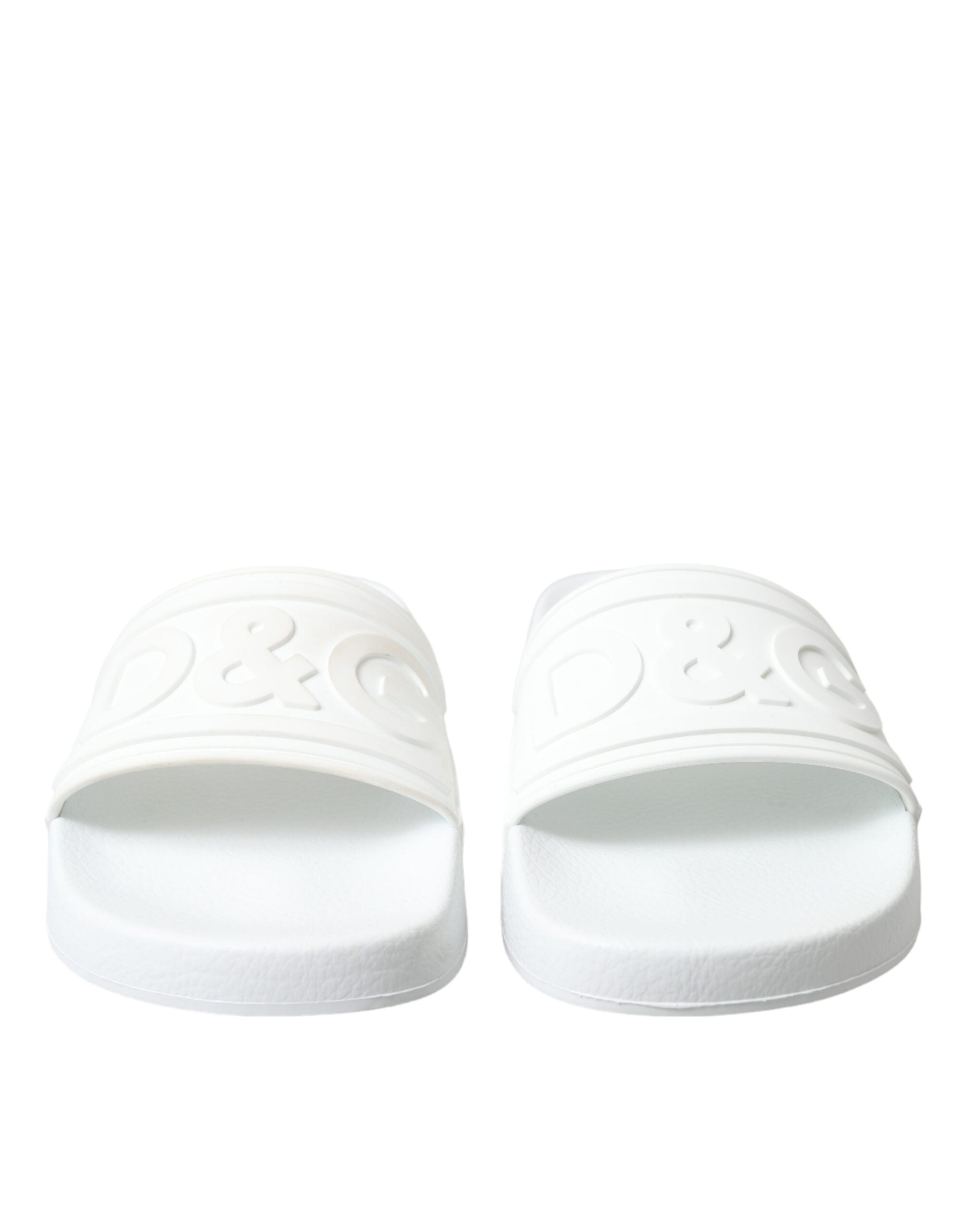 Dolce & Gabbana Elegant Logo White Slides Glam Steals