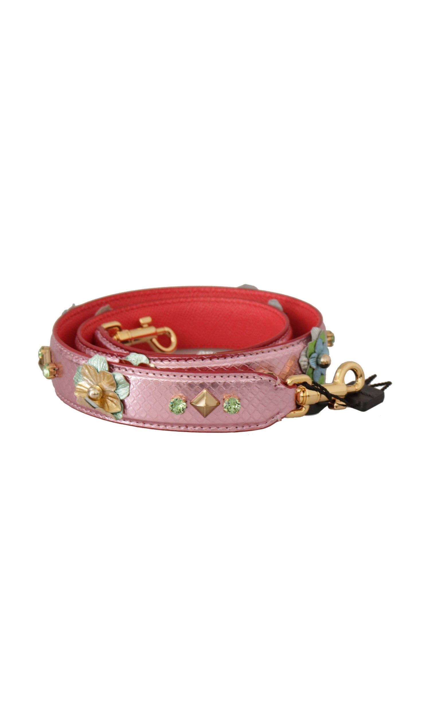 Dolce & Gabbana Elegant Metallic Leather Shoulder Pink Strap Glam Steals