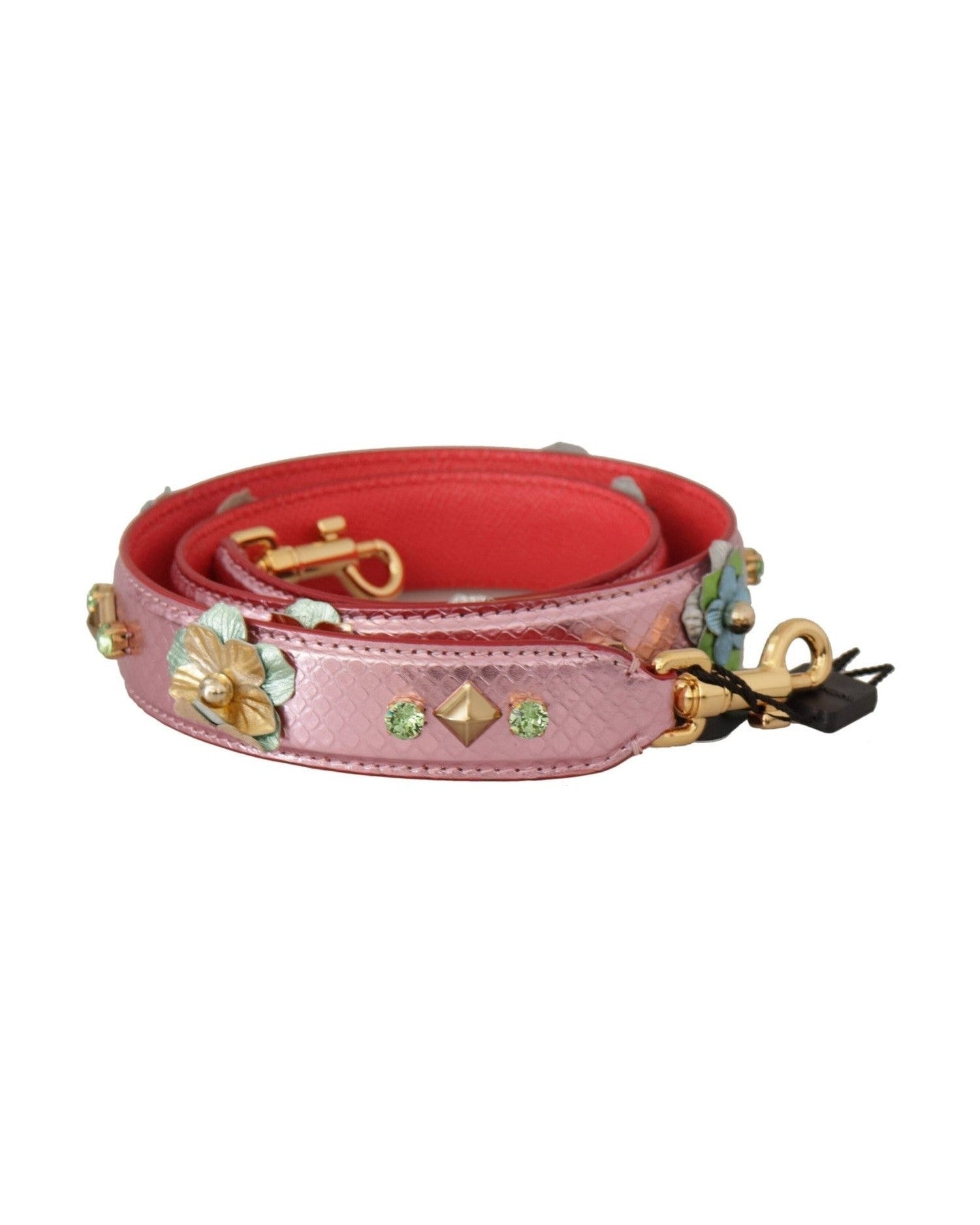 Dolce & Gabbana Elegant Metallic Leather Shoulder Pink Strap Glam Steals