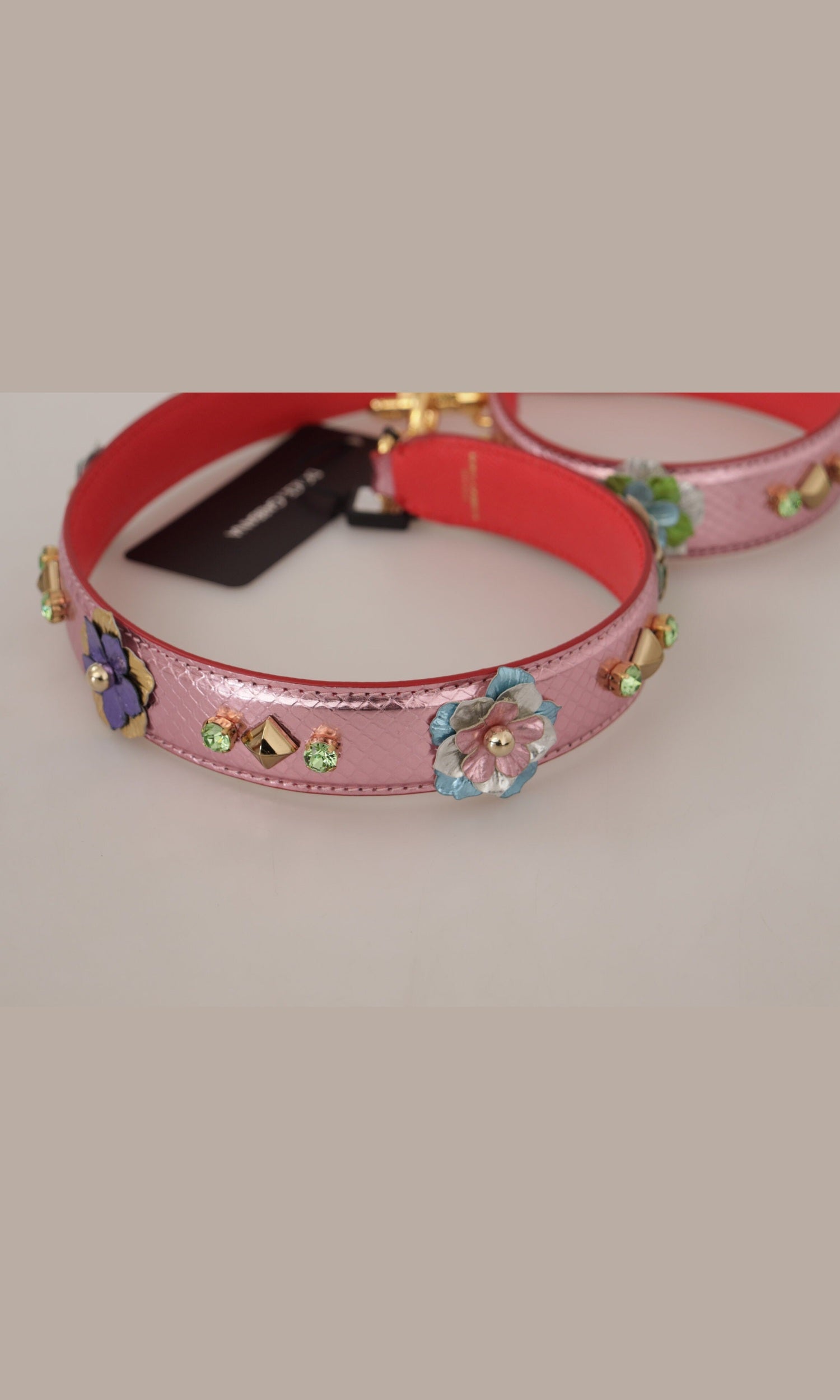 Dolce & Gabbana Elegant Metallic Leather Shoulder Pink Strap Glam Steals