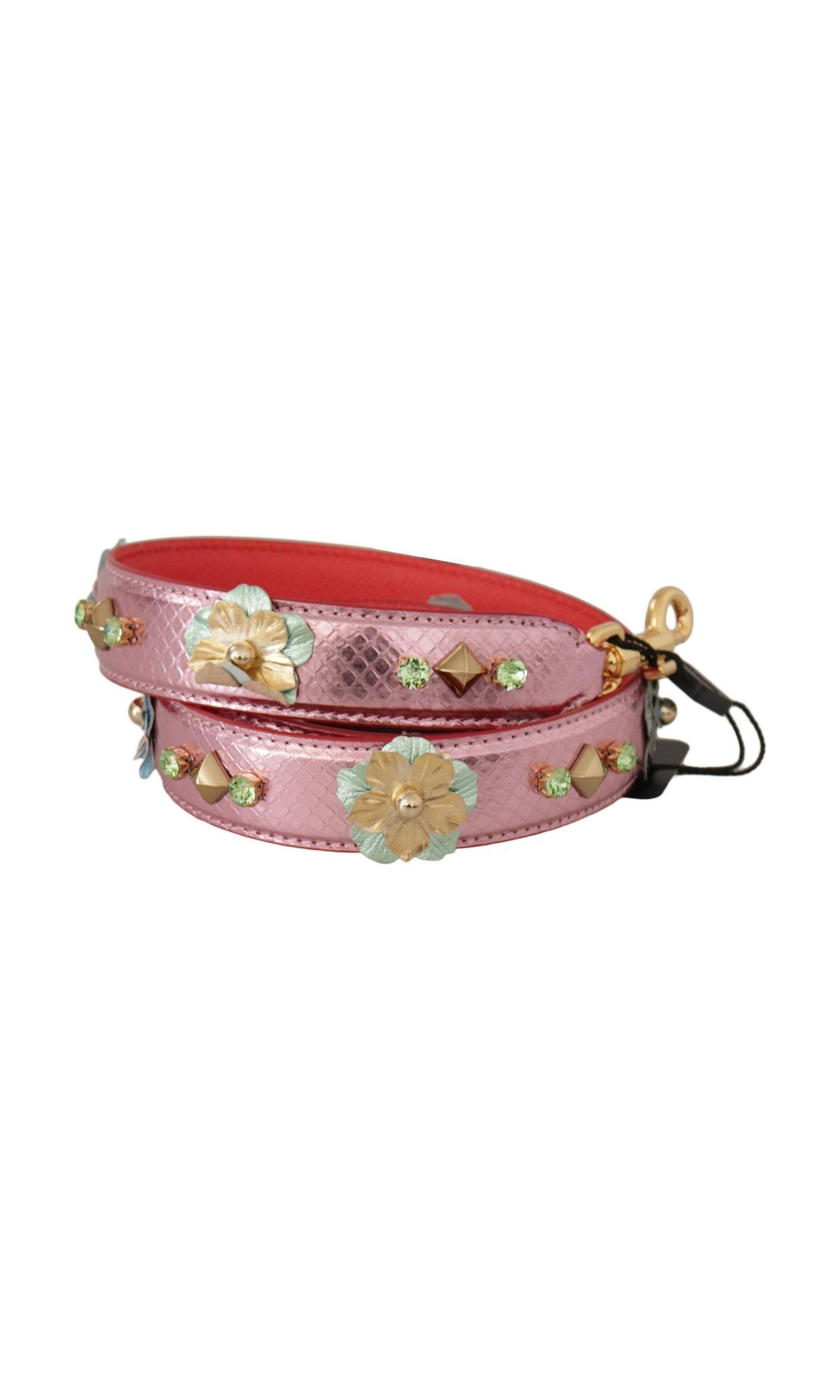 Dolce & Gabbana Elegant Metallic Leather Shoulder Pink Strap Glam Steals