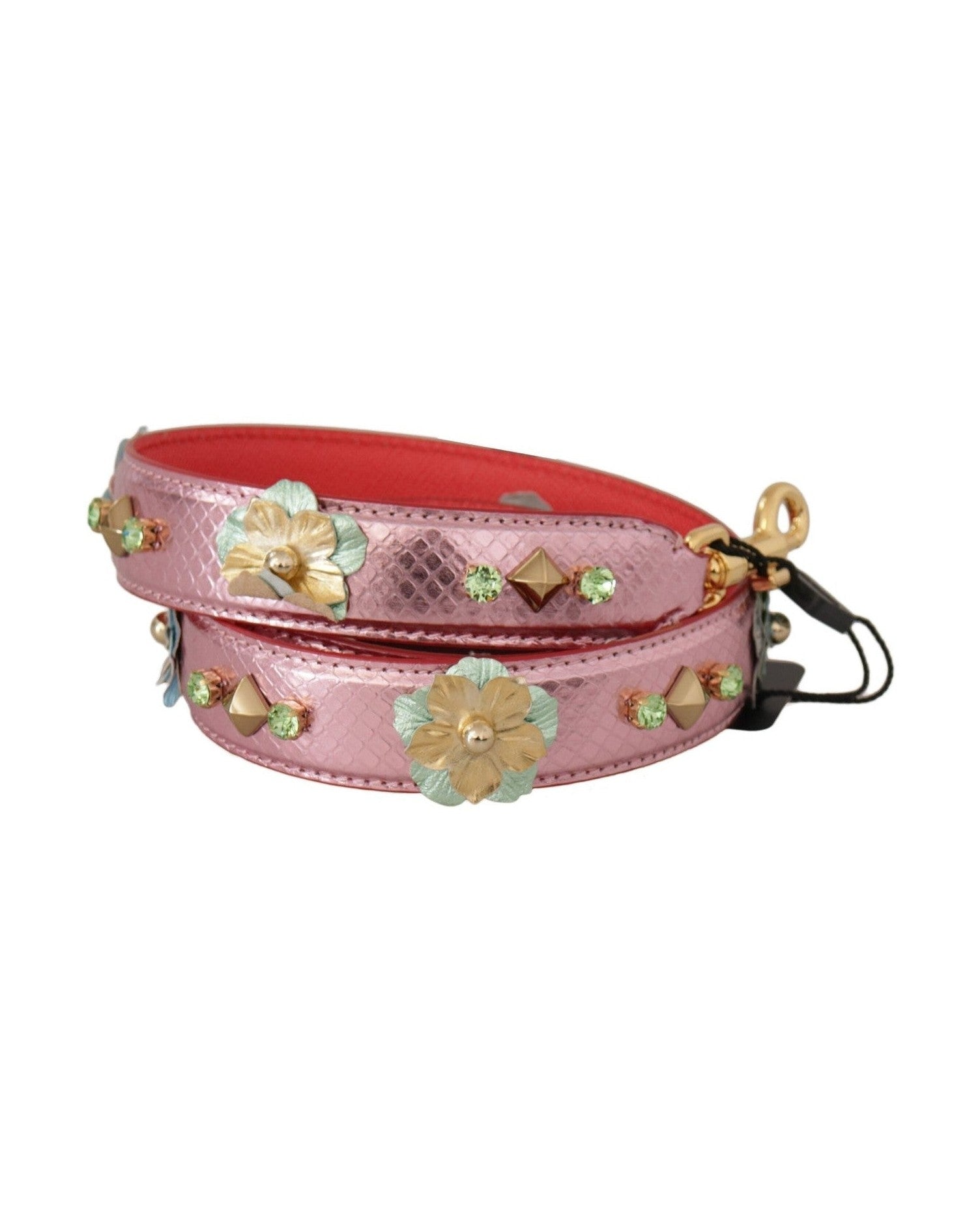 Dolce & Gabbana Elegant Metallic Leather Shoulder Pink Strap Glam Steals