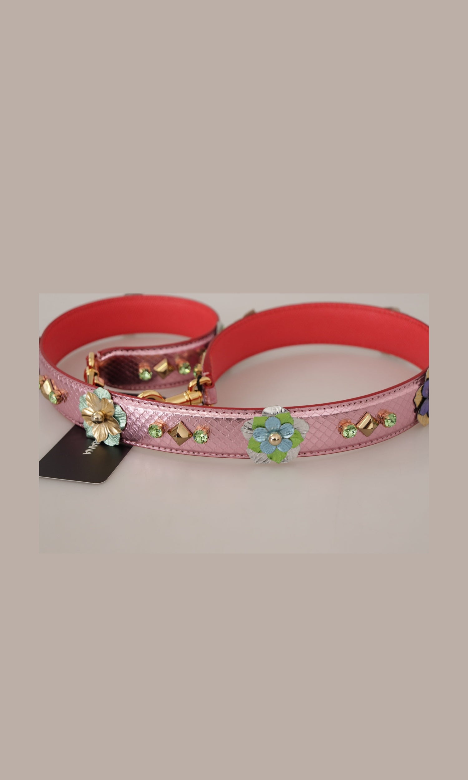 Dolce & Gabbana Elegant Metallic Leather Shoulder Pink Strap Glam Steals