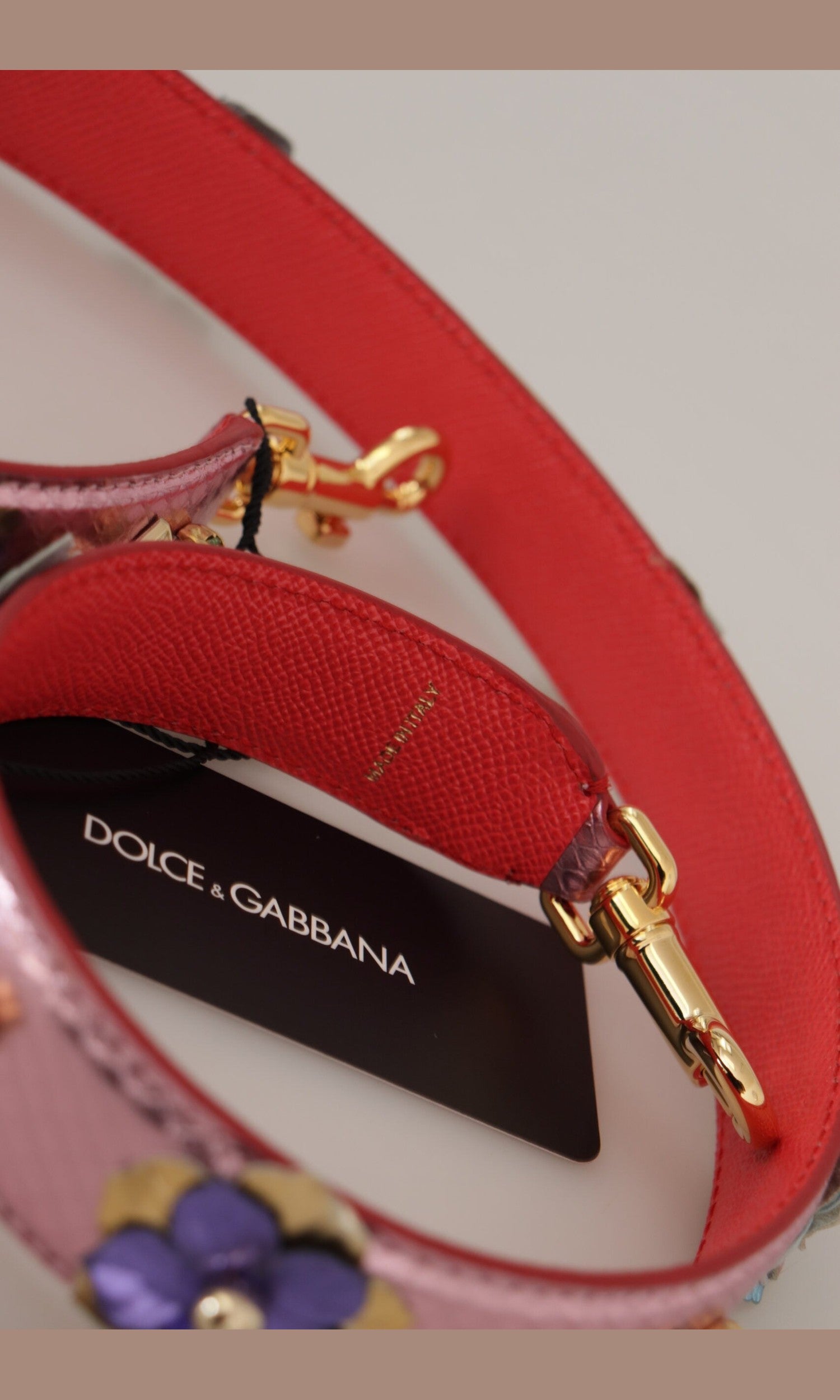 Dolce & Gabbana Elegant Metallic Leather Shoulder Pink Strap Glam Steals