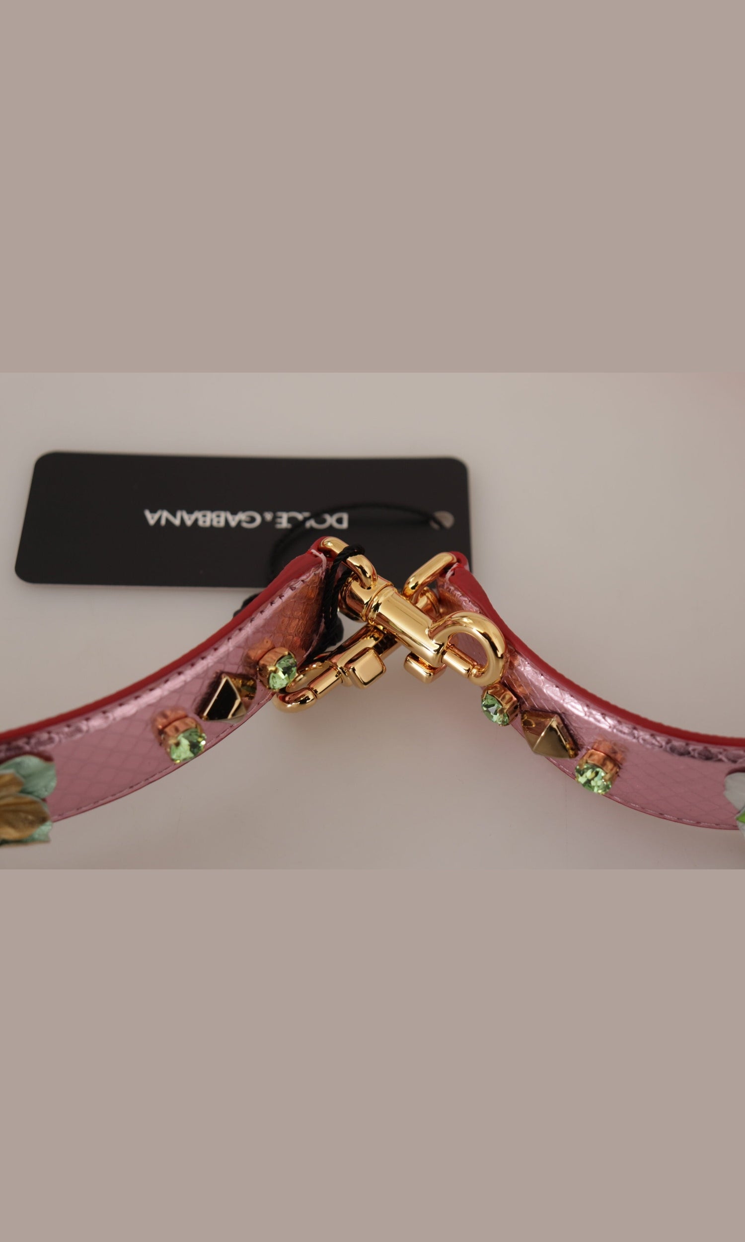 Dolce & Gabbana Elegant Metallic Leather Shoulder Pink Strap Glam Steals