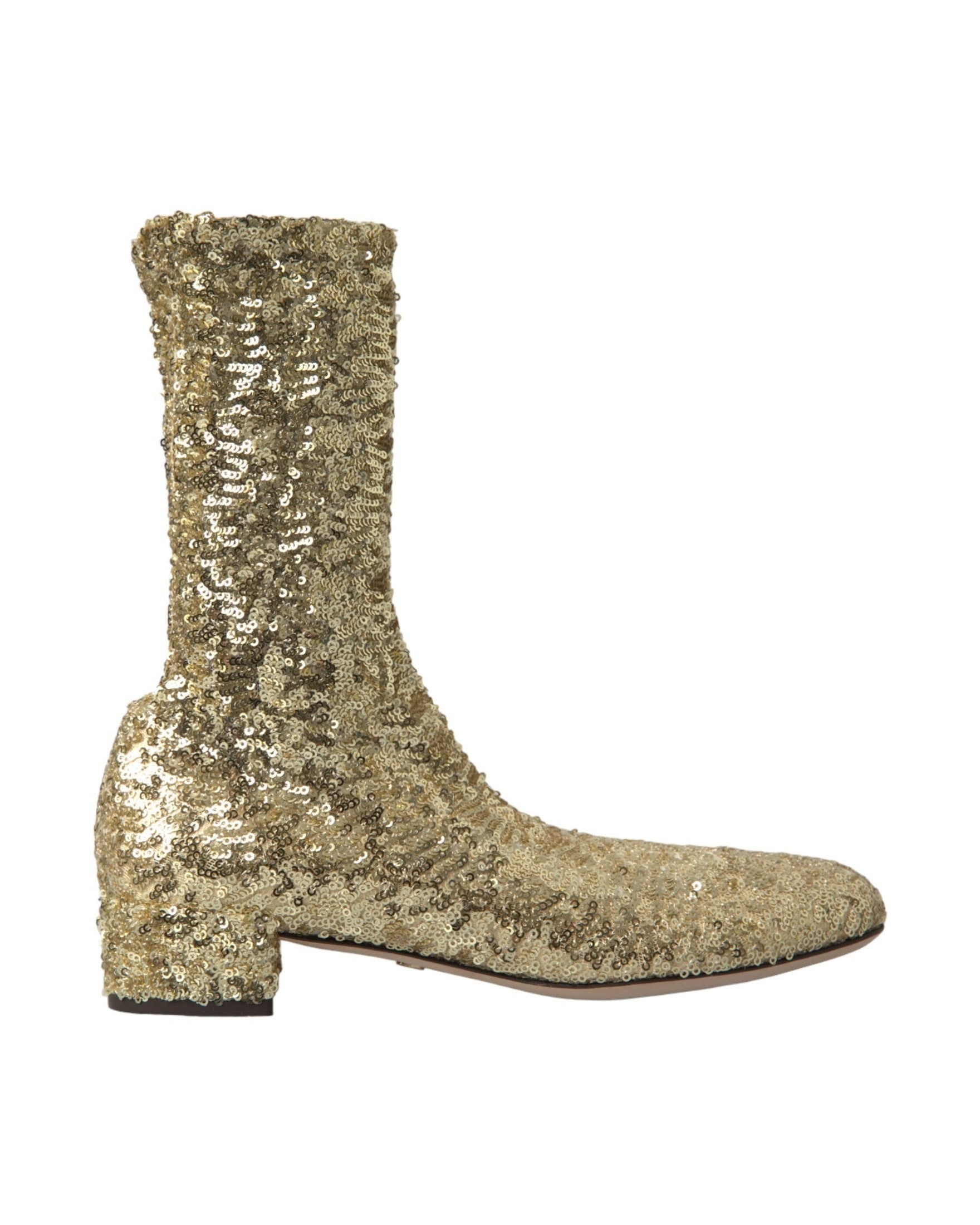 Dolce & Gabbana Elegant Mid Calf Boots Exclusive Gold Design Glam Steals