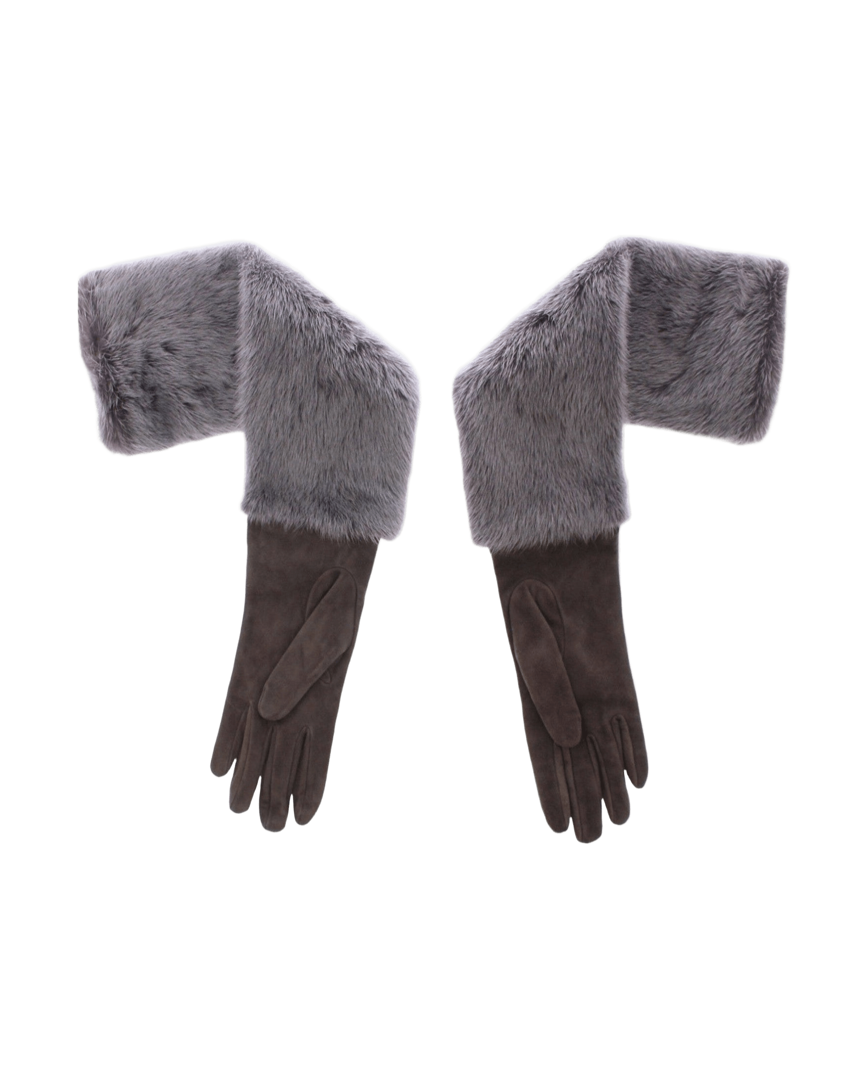 Dolce & Gabbana Elegant Mink Fur Leather Elbow Gray Gloves Glam Steals