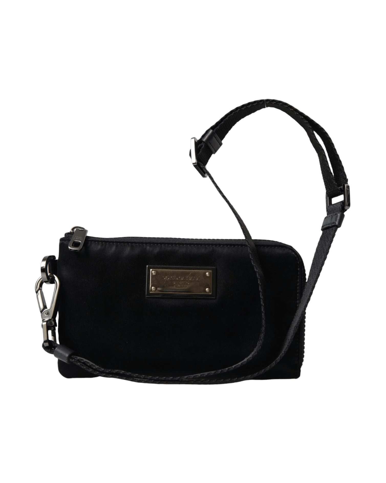 Dolce & Gabbana Elegant Nylon & Leather Black Pouch Glam Steals