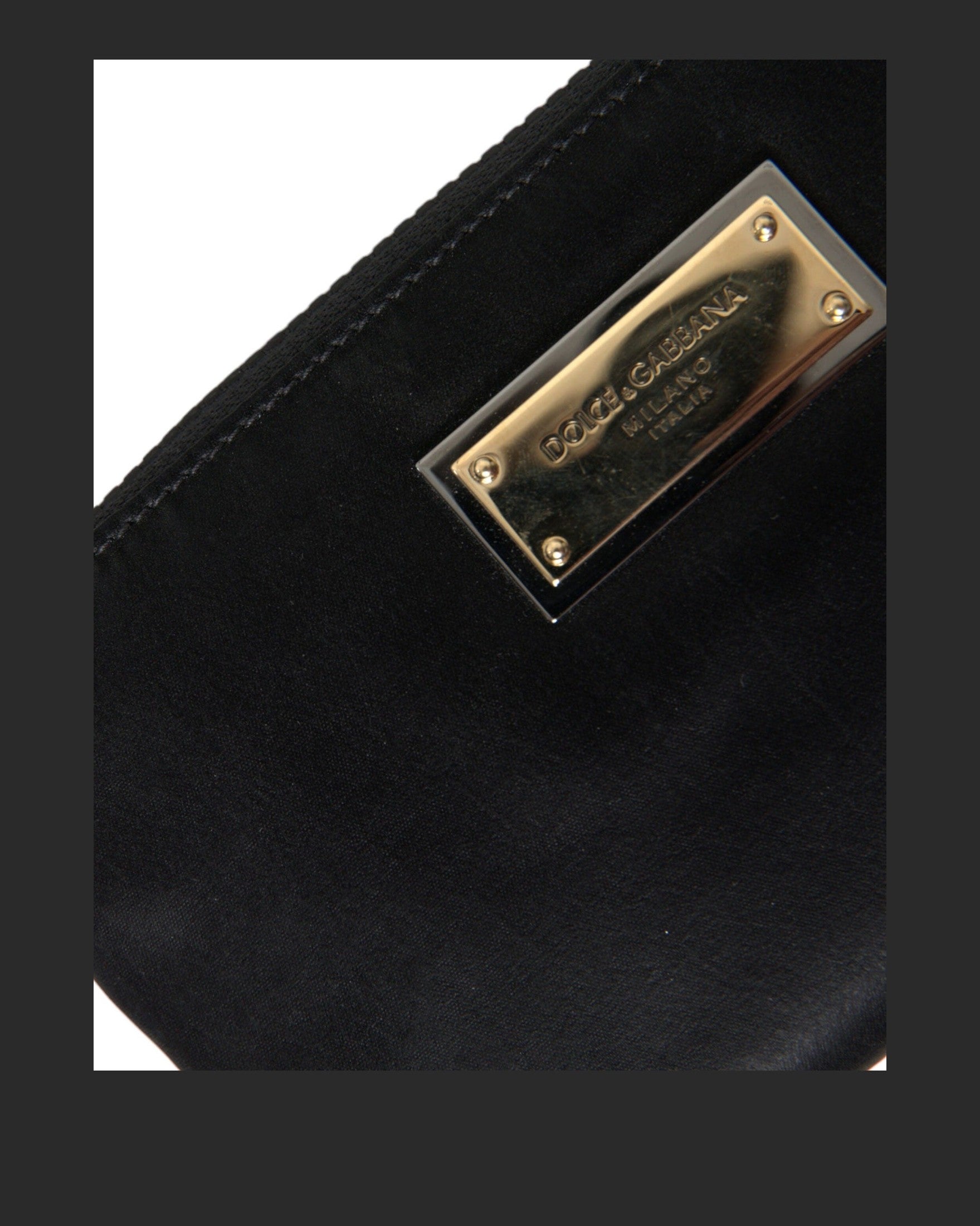 Dolce & Gabbana Elegant Nylon & Leather Black Pouch Glam Steals