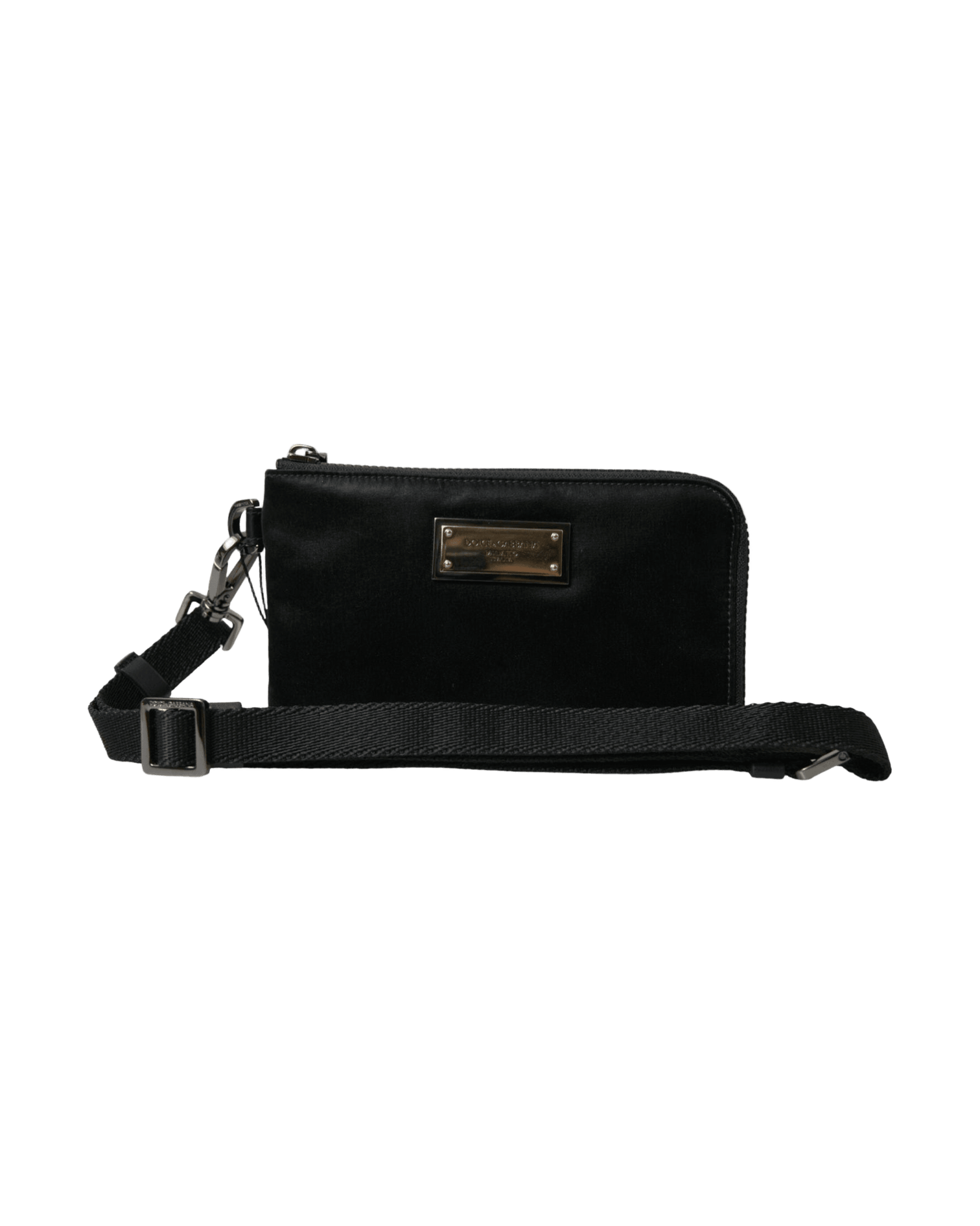 Dolce & Gabbana Elegant Nylon Leather Pouch With Black Silver Details Glam Steals