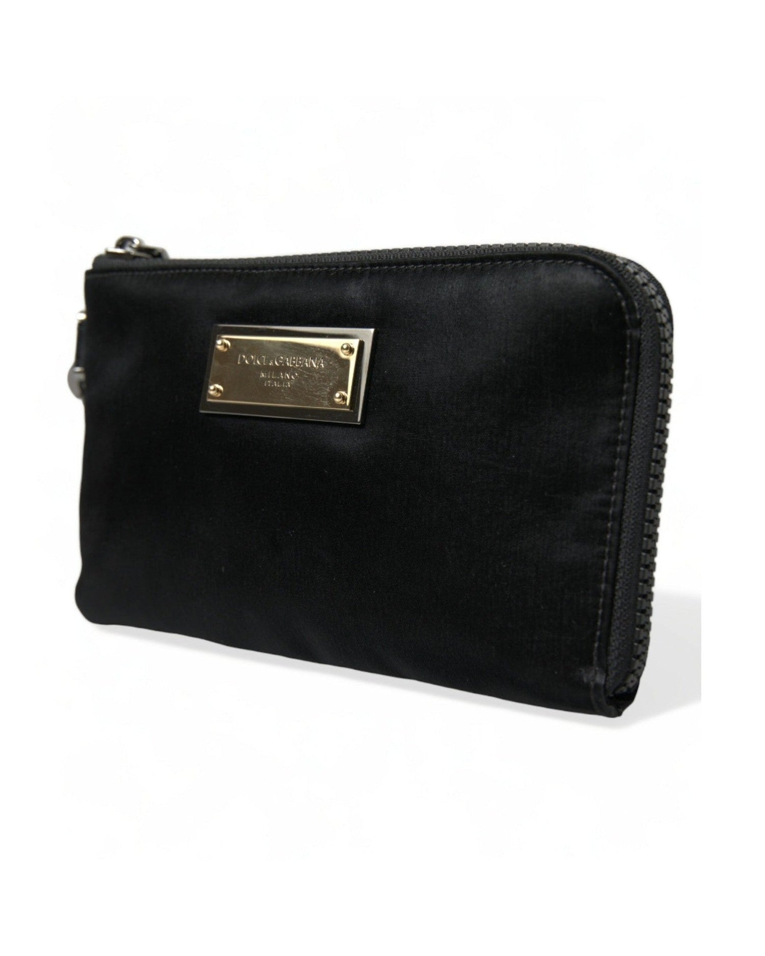 Dolce & Gabbana Elegant Nylon Leather Pouch With Black Silver Details Glam Steals