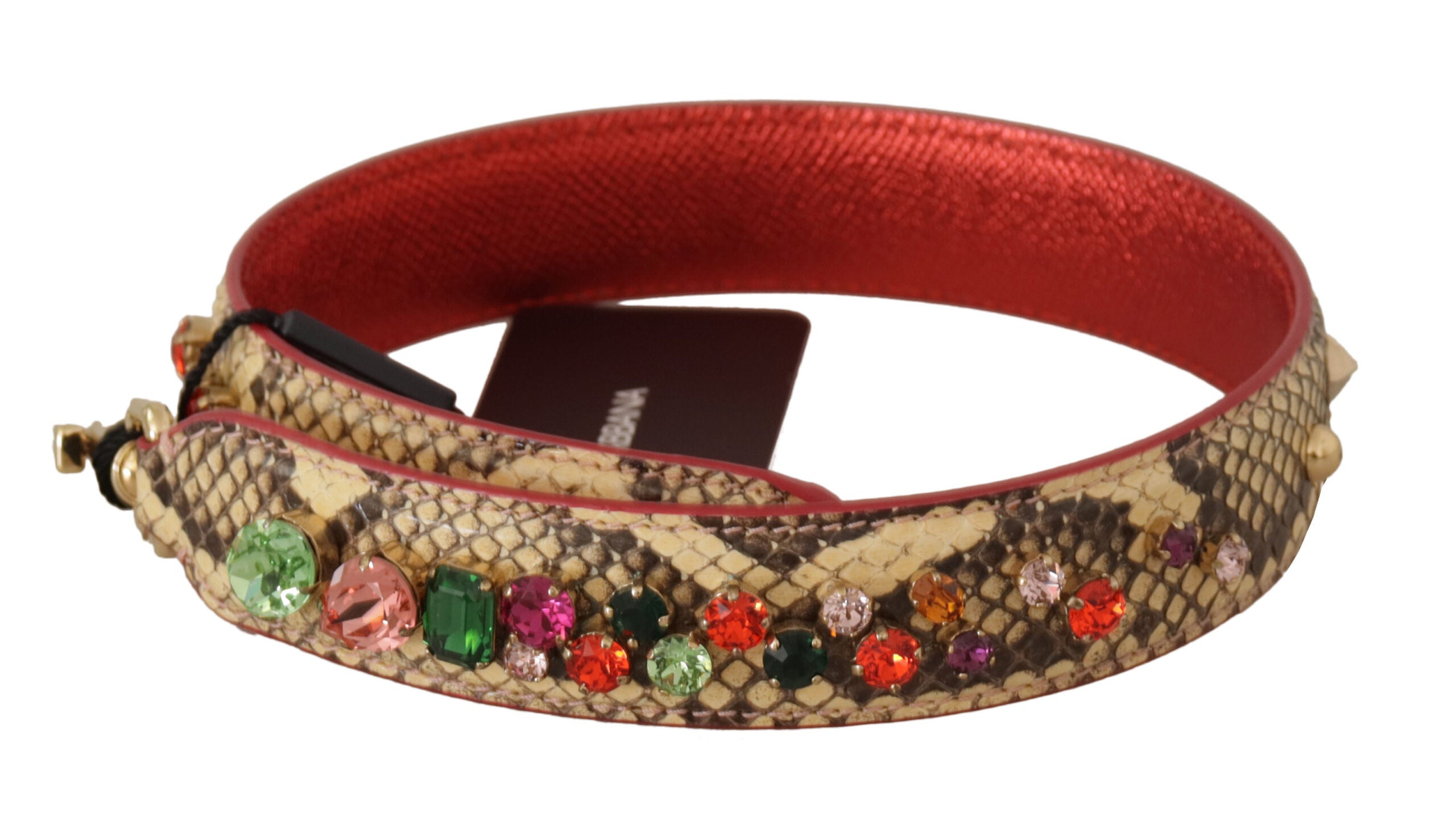Dolce & Gabbana Elegant Python Leather Bag Beige Strap Glam Steals