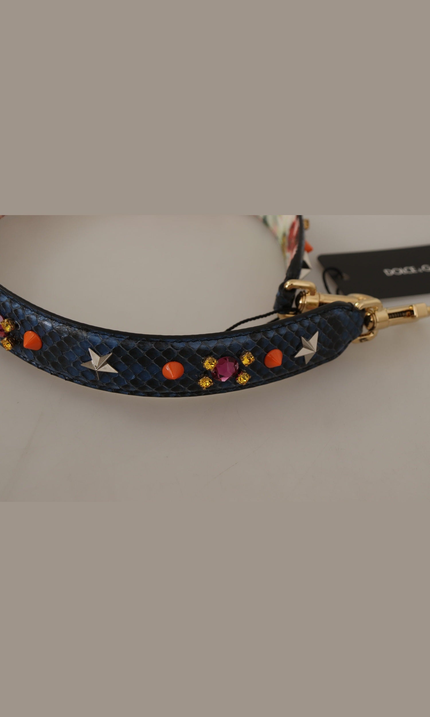 Dolce & Gabbana Elegant Python Leather Bag Blue Strap Glam Steals