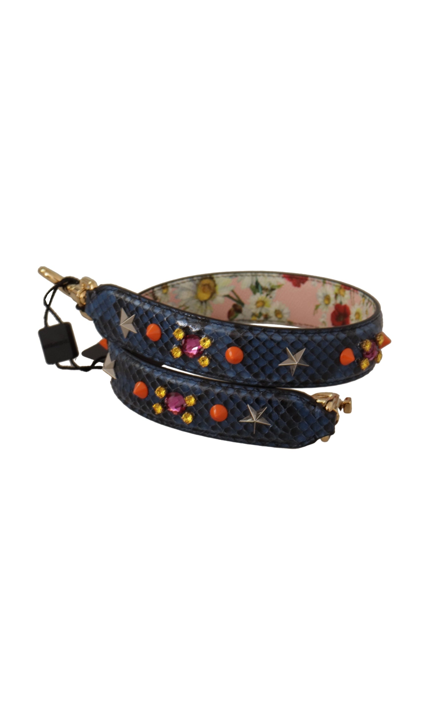 Dolce & Gabbana Elegant Python Leather Bag Blue Strap Glam Steals