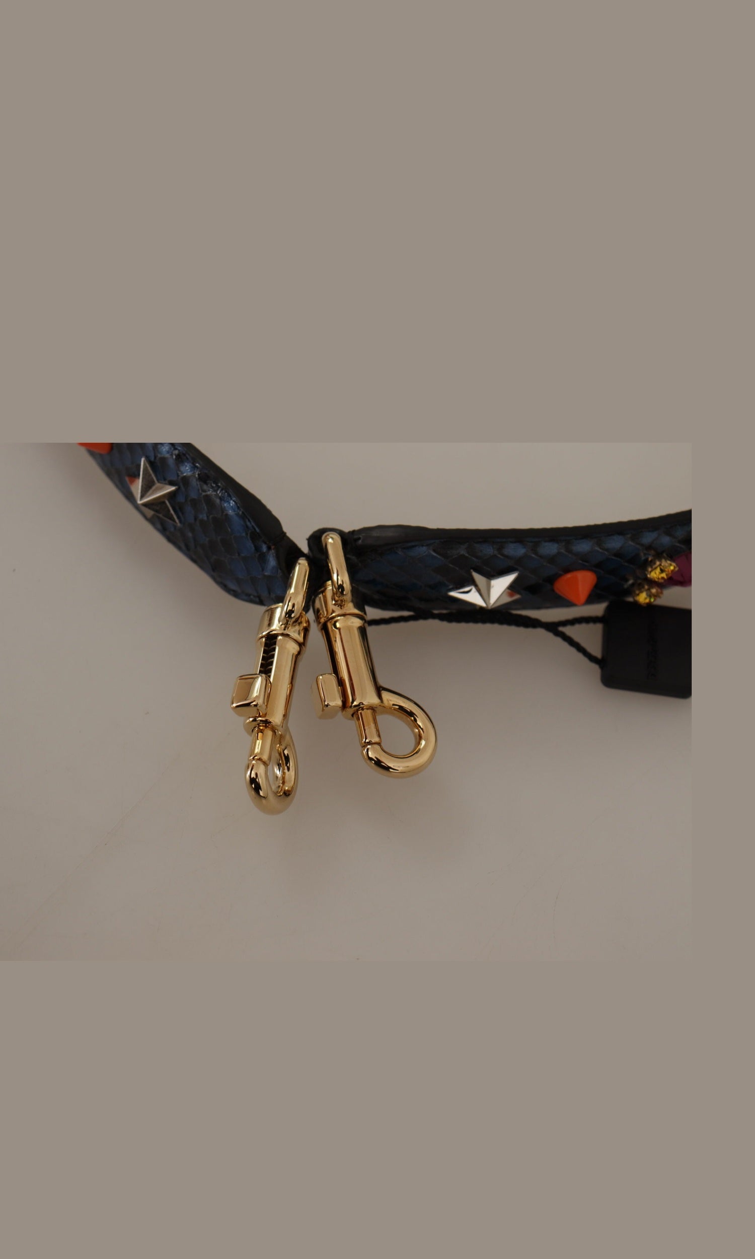Dolce & Gabbana Elegant Python Leather Bag Blue Strap Glam Steals
