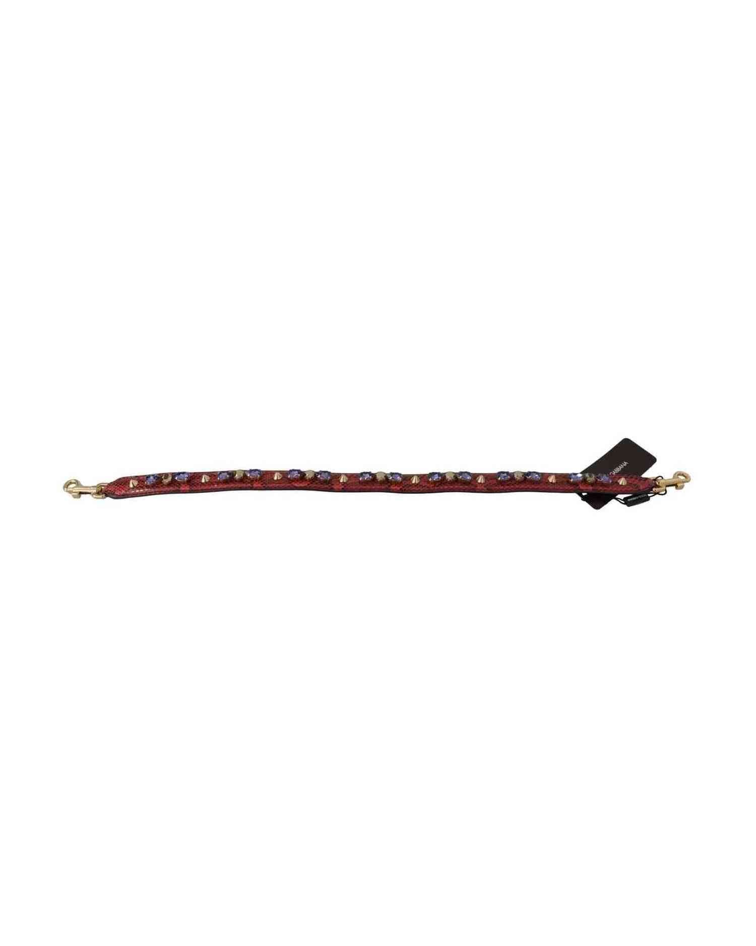 Dolce & Gabbana Elegant Python Leather Handbag Red Strap Glam Steals