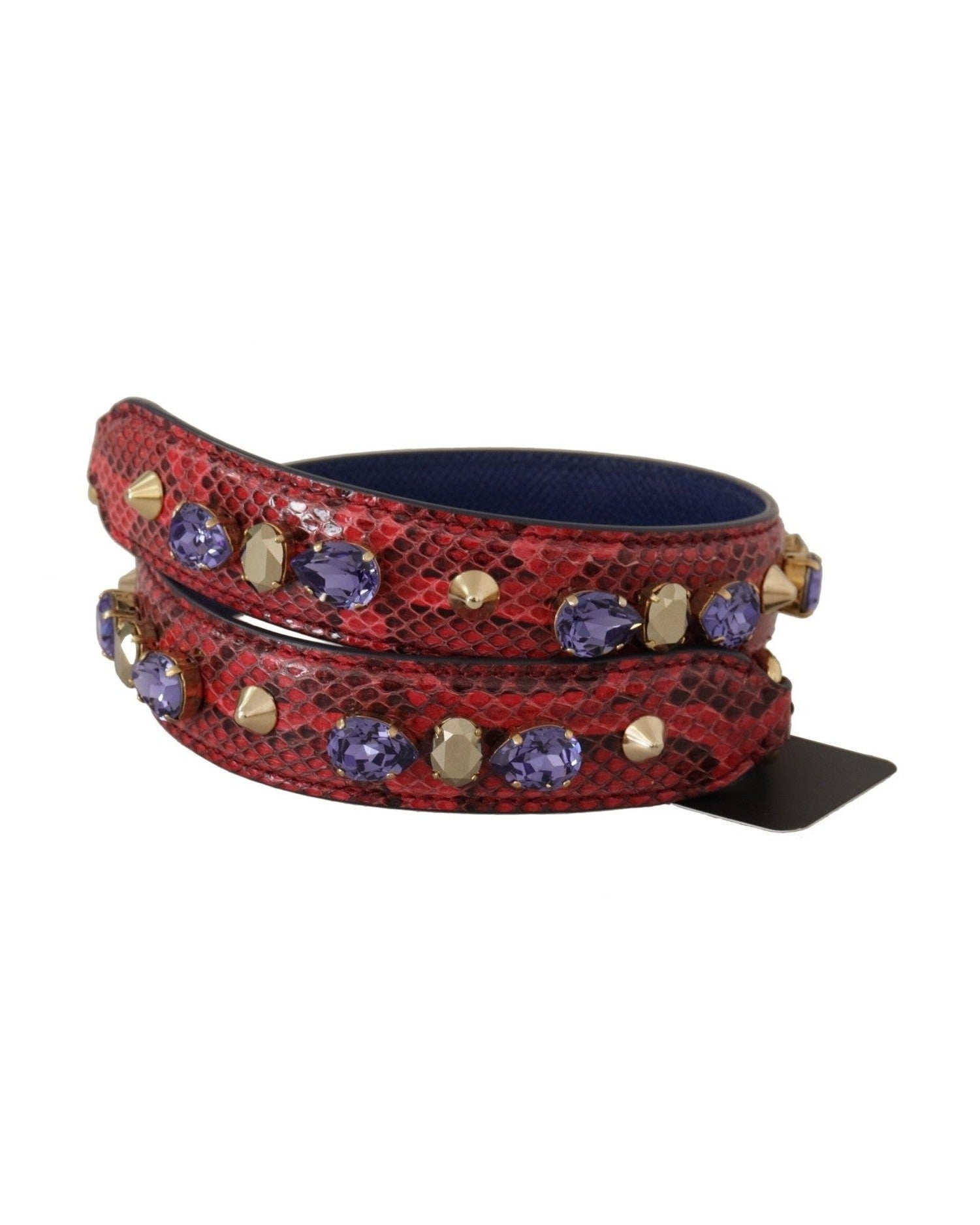 Dolce & Gabbana Elegant Python Leather Handbag Red Strap Glam Steals