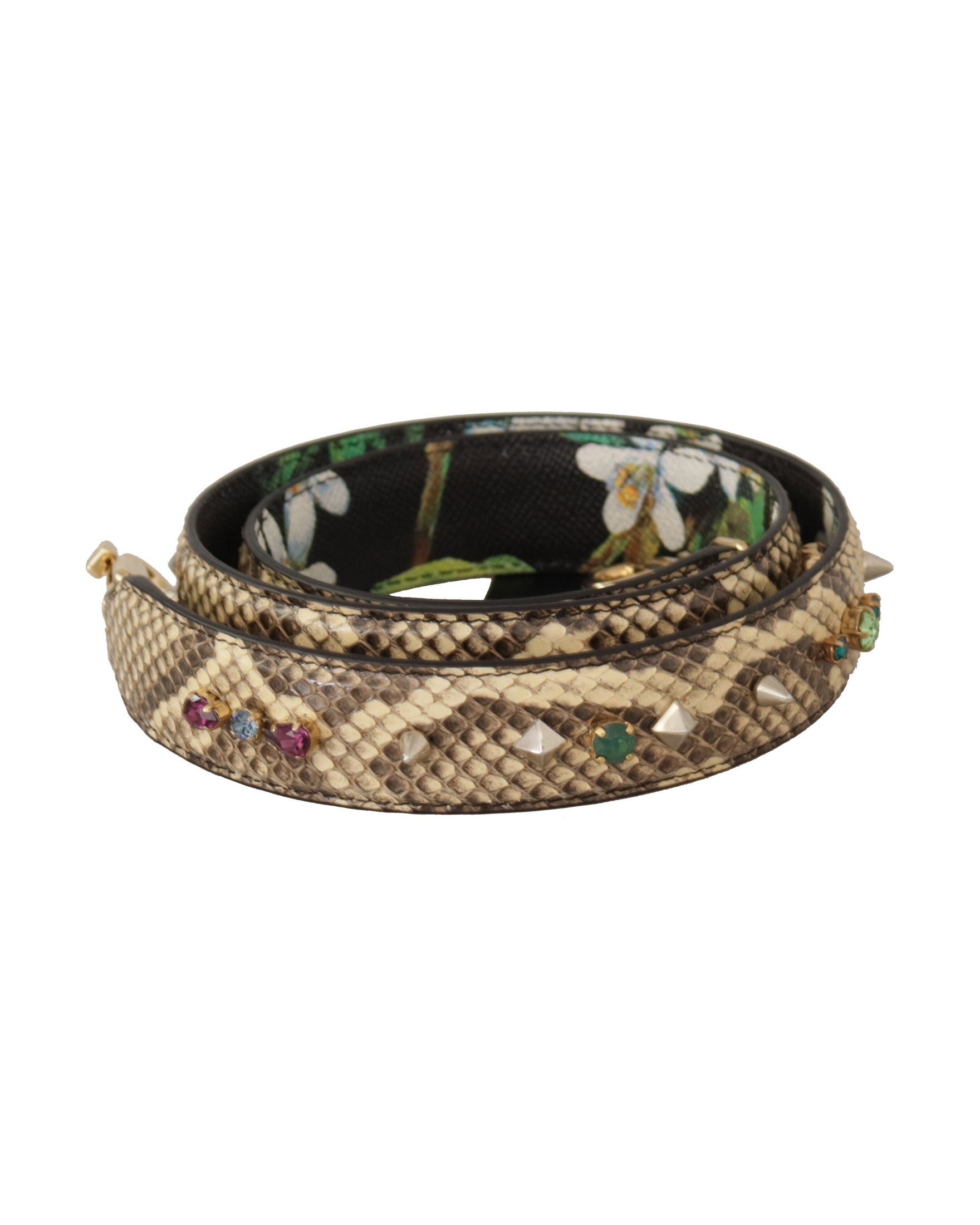 Dolce & Gabbana Elegant Python Leather Shoulder Beige Strap Glam Steals