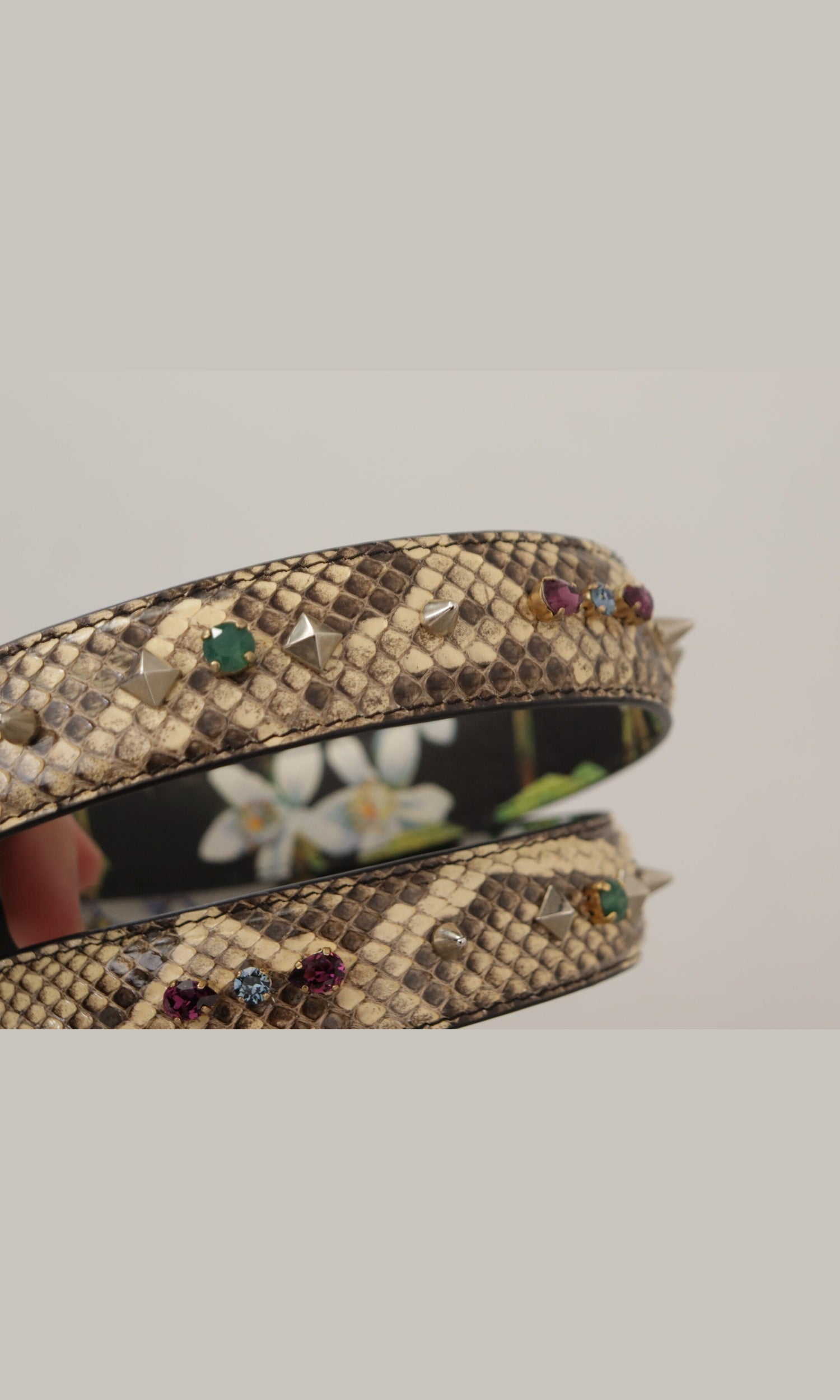 Dolce & Gabbana Elegant Python Leather Shoulder Beige Strap Glam Steals
