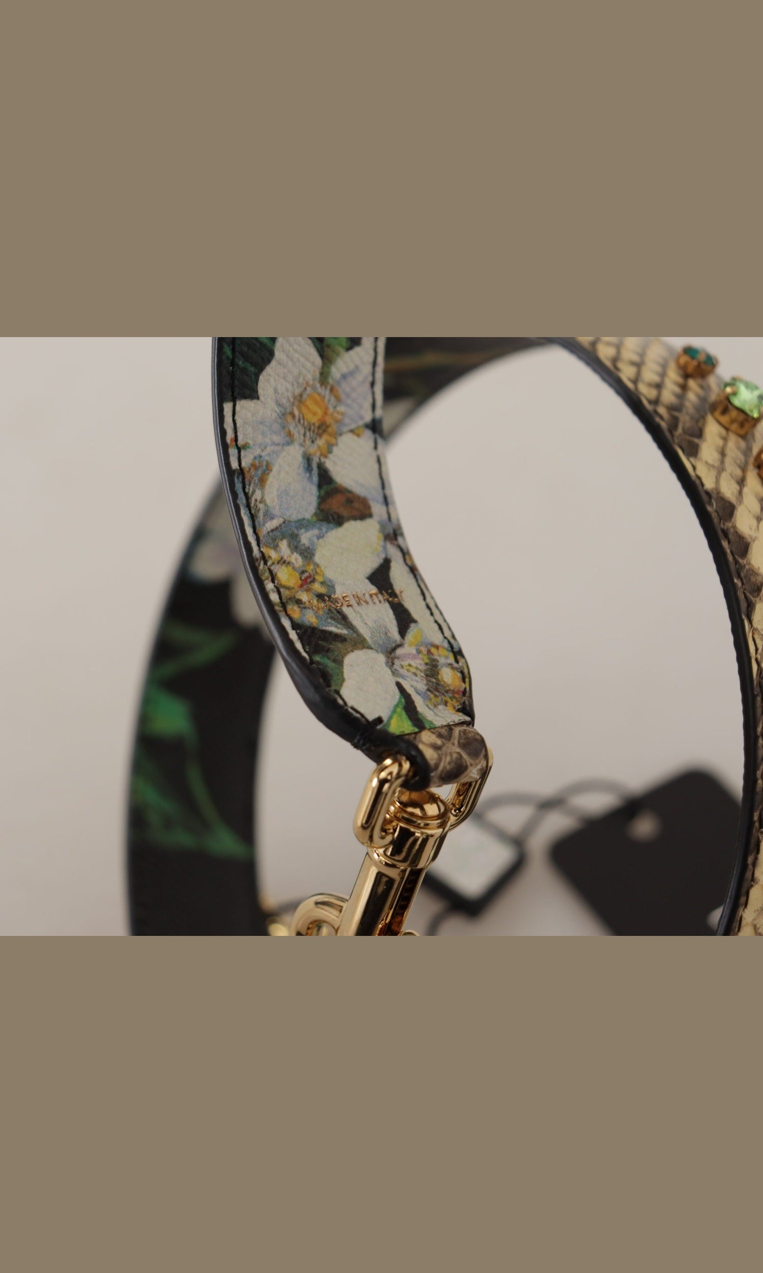 Dolce & Gabbana Elegant Python Leather Shoulder Beige Strap Glam Steals