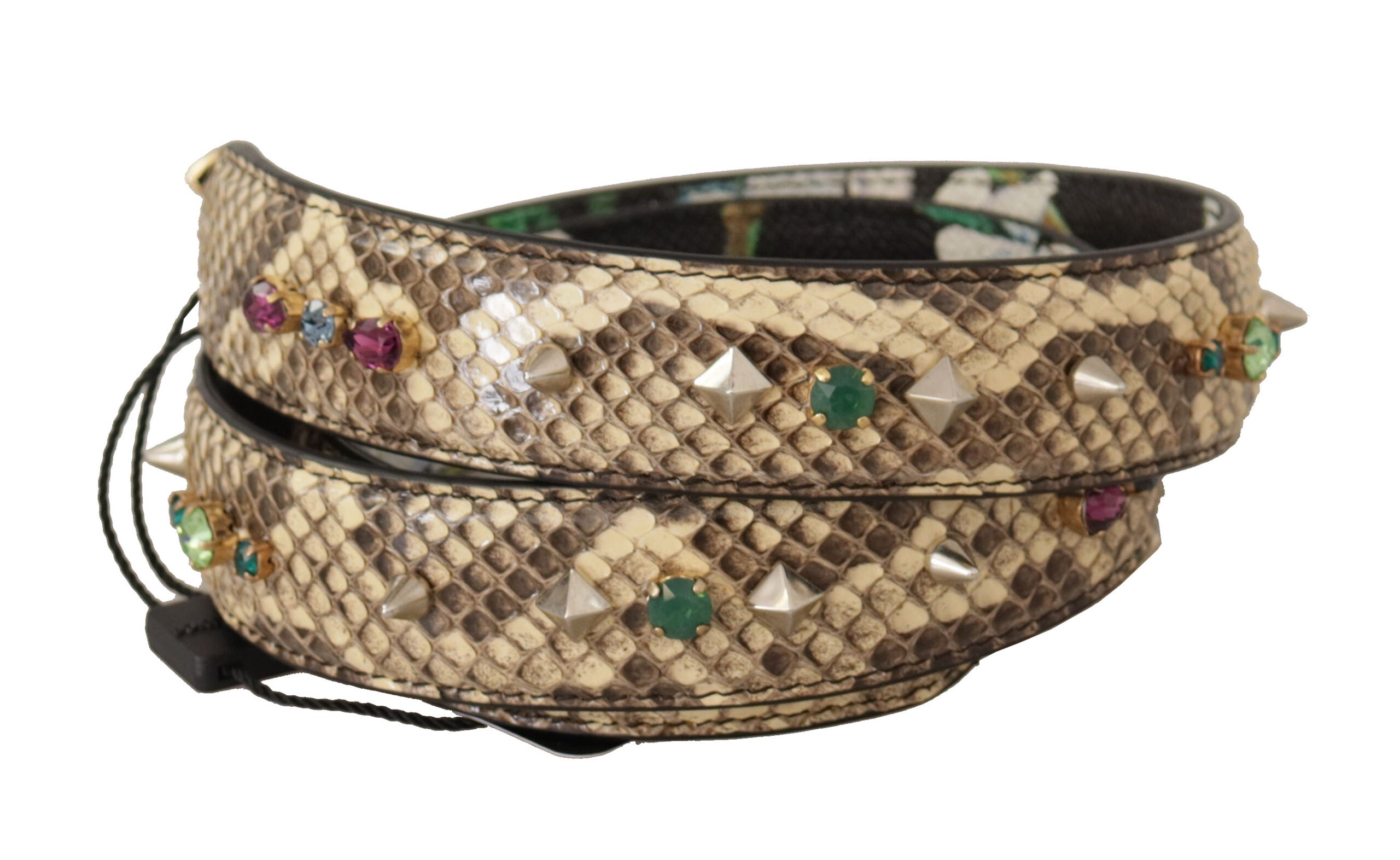 Dolce & Gabbana Elegant Python Leather Shoulder Beige Strap Glam Steals