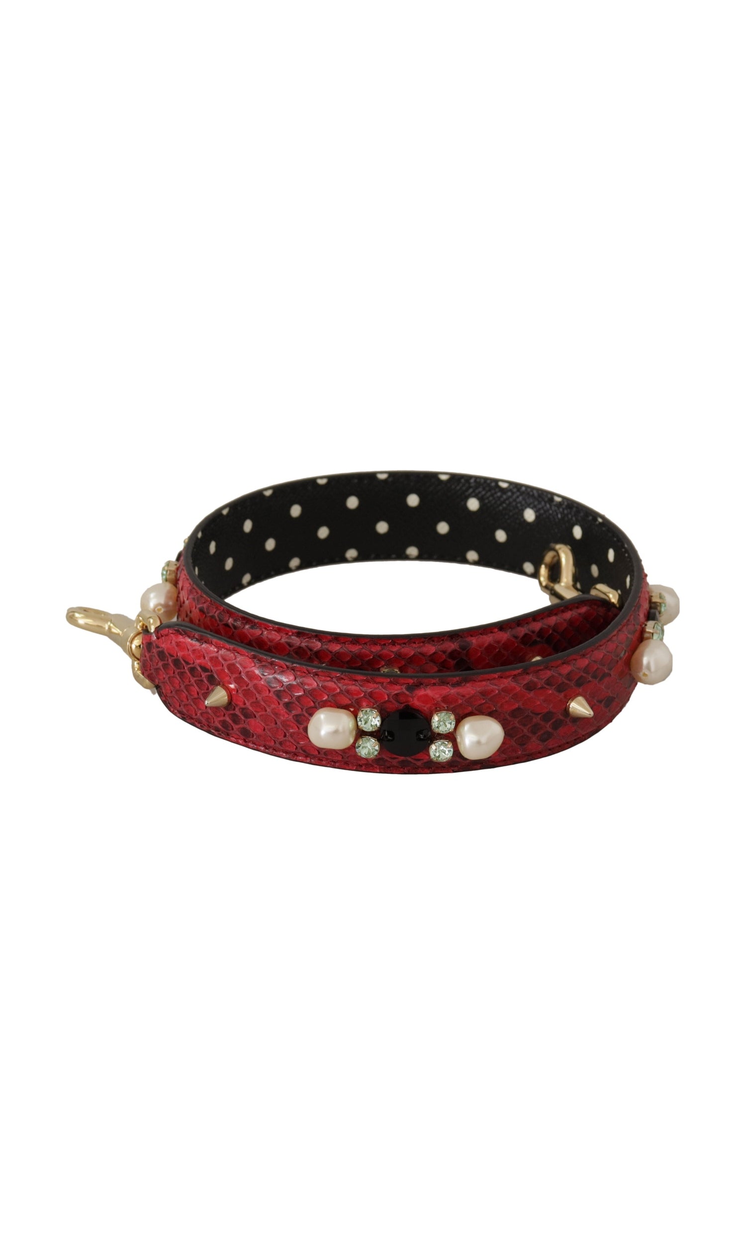 Dolce & Gabbana Elegant Python Leather Shoulder Red Strap Glam Steals