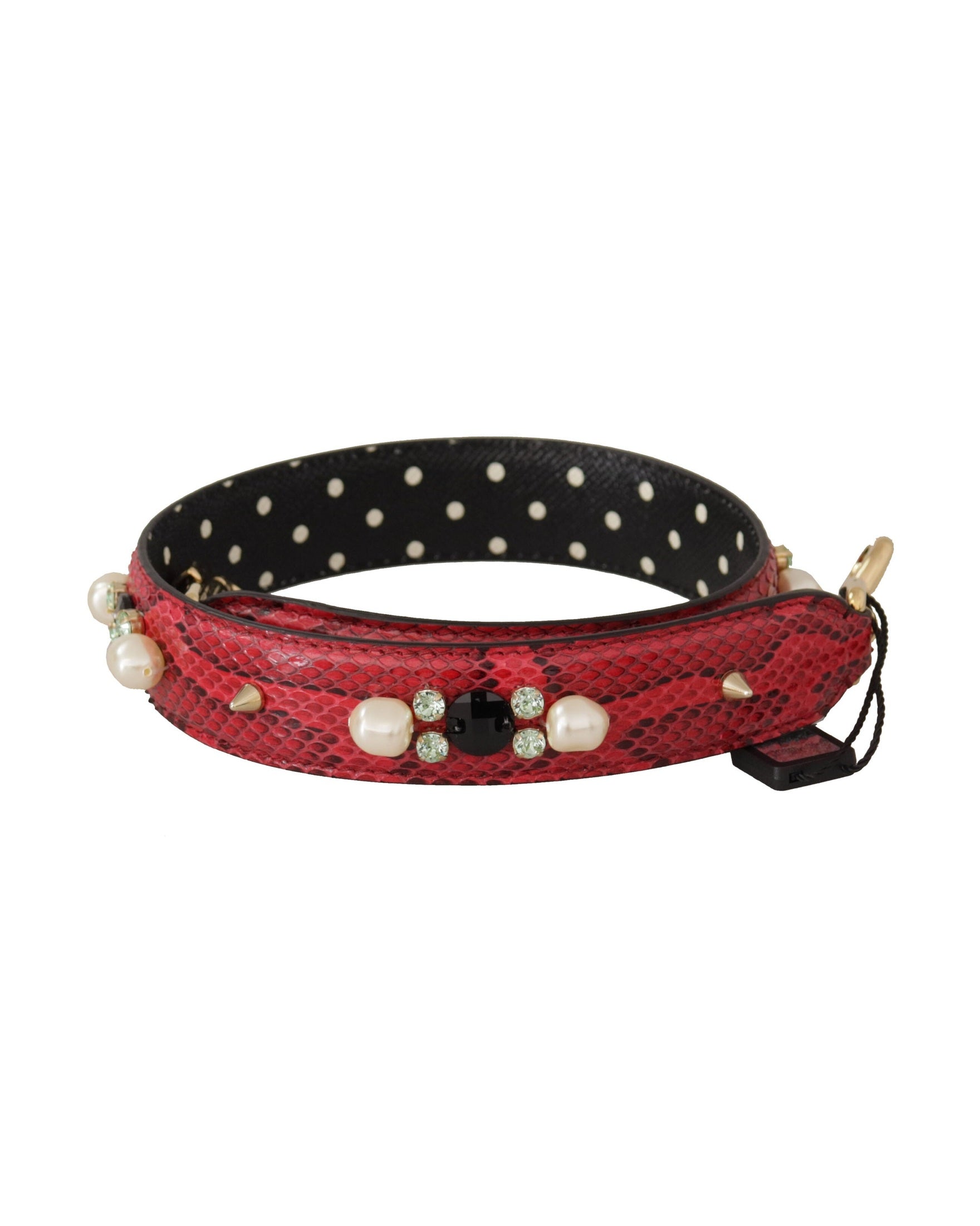 Dolce & Gabbana Elegant Python Leather Shoulder Red Strap Glam Steals