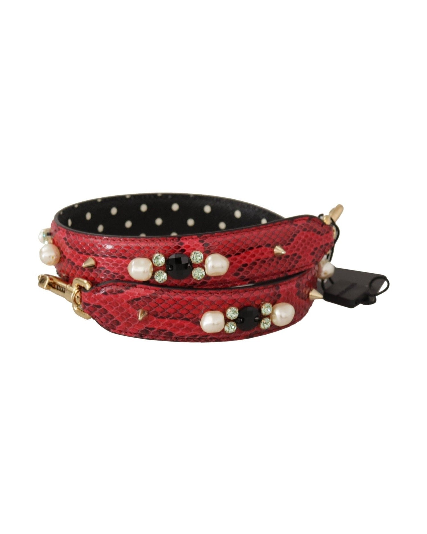 Dolce & Gabbana Elegant Python Leather Shoulder Red Strap Glam Steals