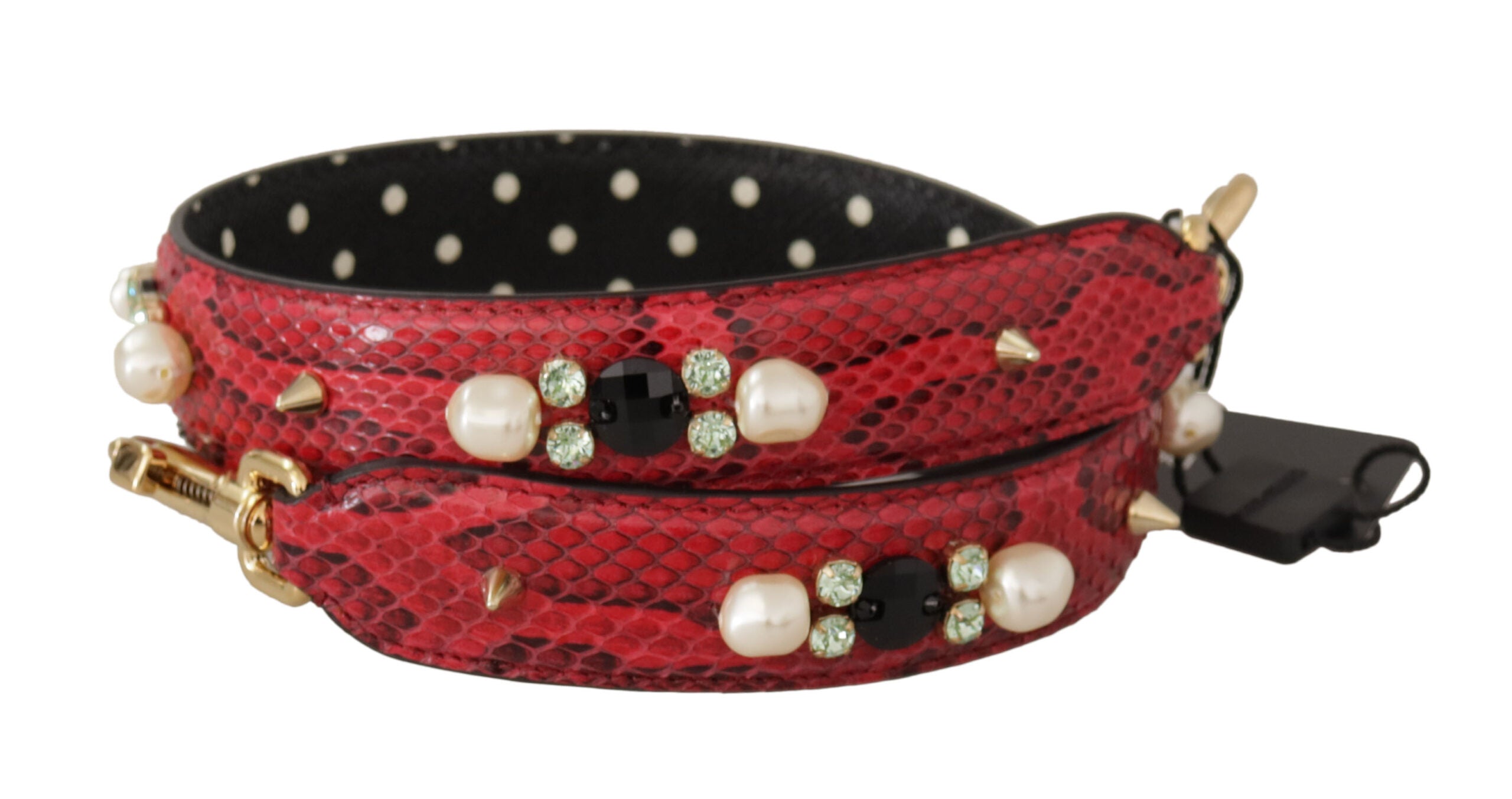 Dolce & Gabbana Elegant Python Leather Shoulder Red Strap Glam Steals