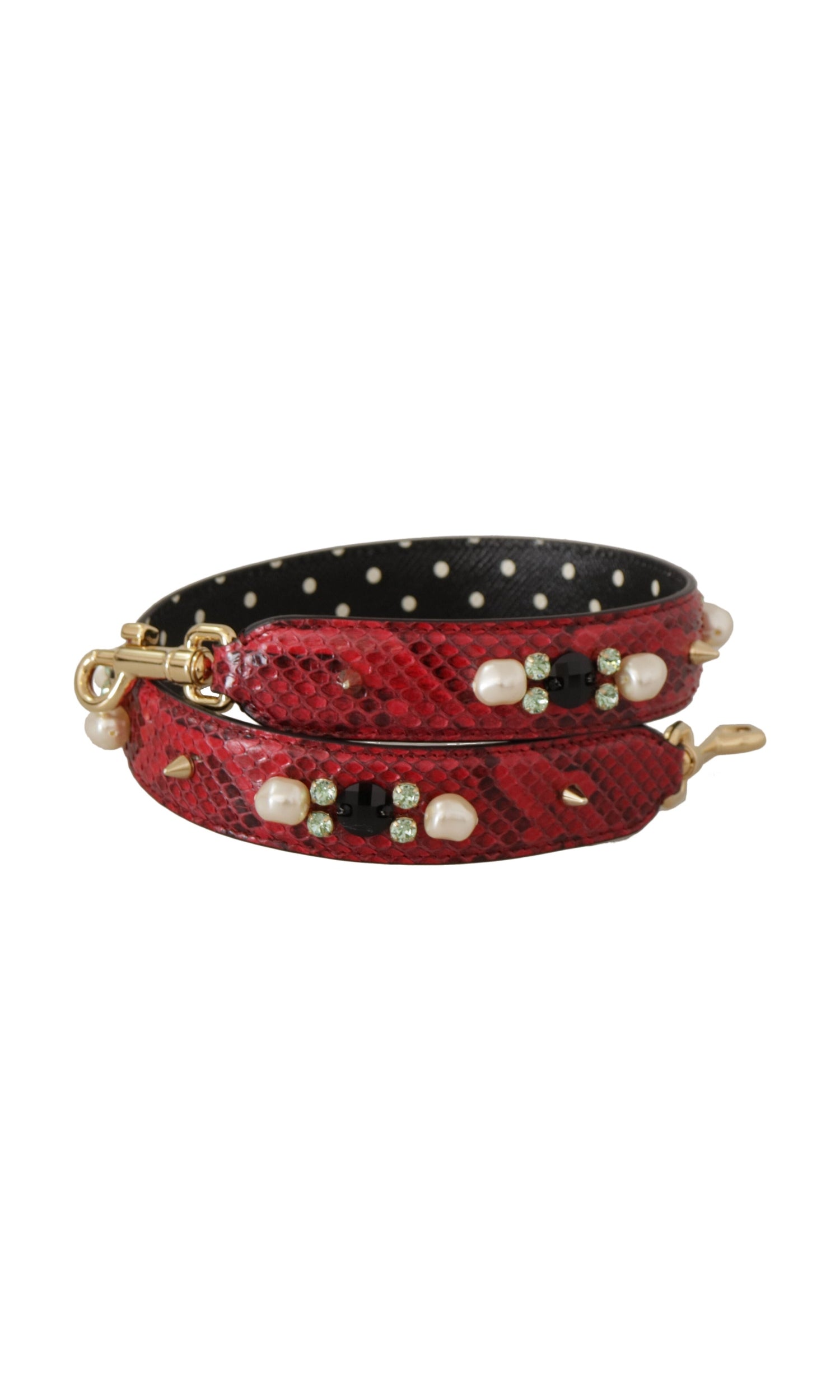 Dolce & Gabbana Elegant Python Leather Shoulder Red Strap Glam Steals