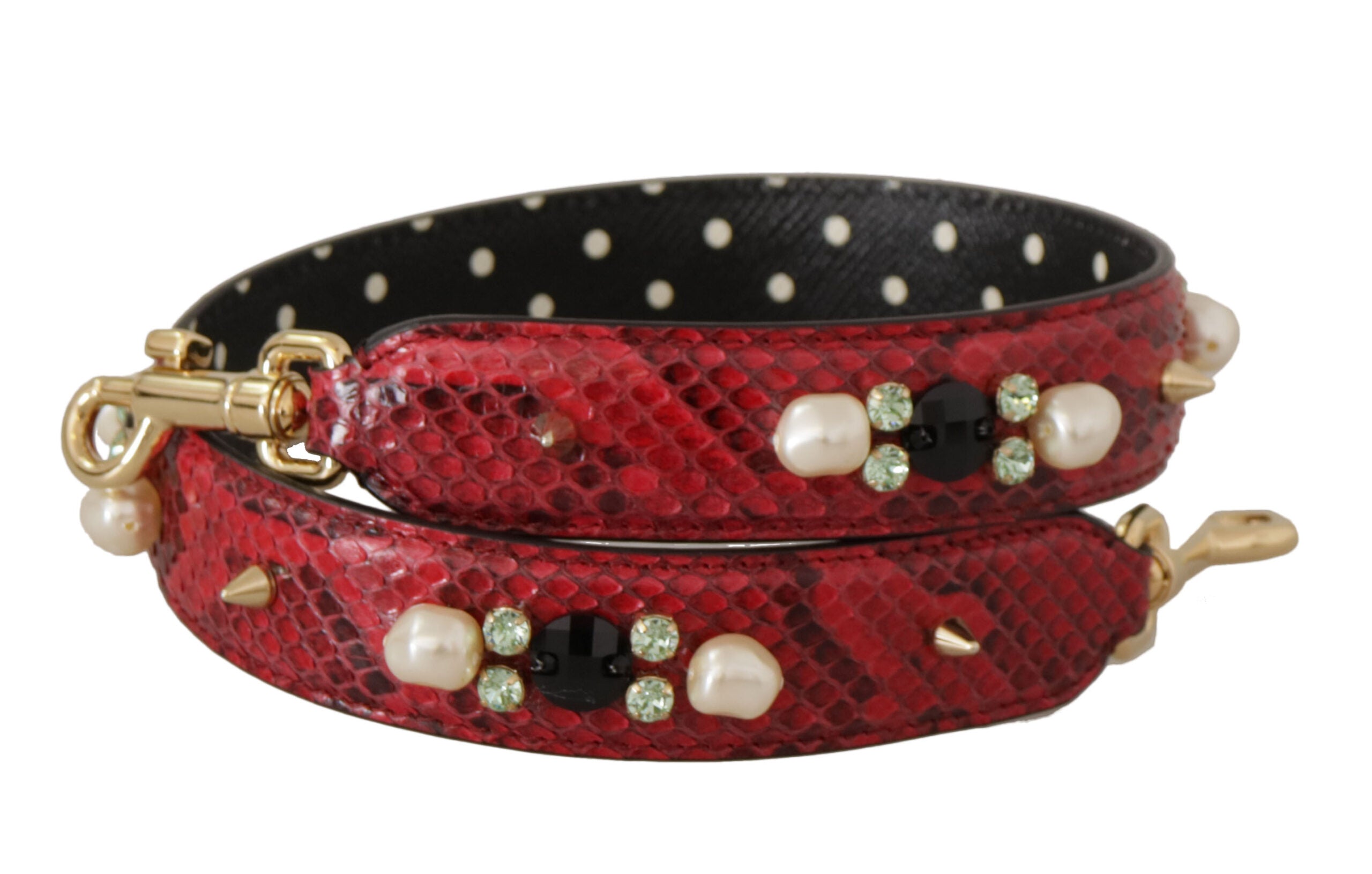 Dolce & Gabbana Elegant Python Leather Shoulder Red Strap Glam Steals