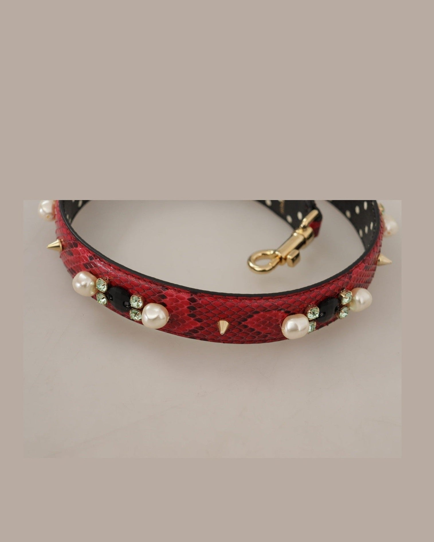 Dolce & Gabbana Elegant Python Leather Shoulder Red Strap Glam Steals