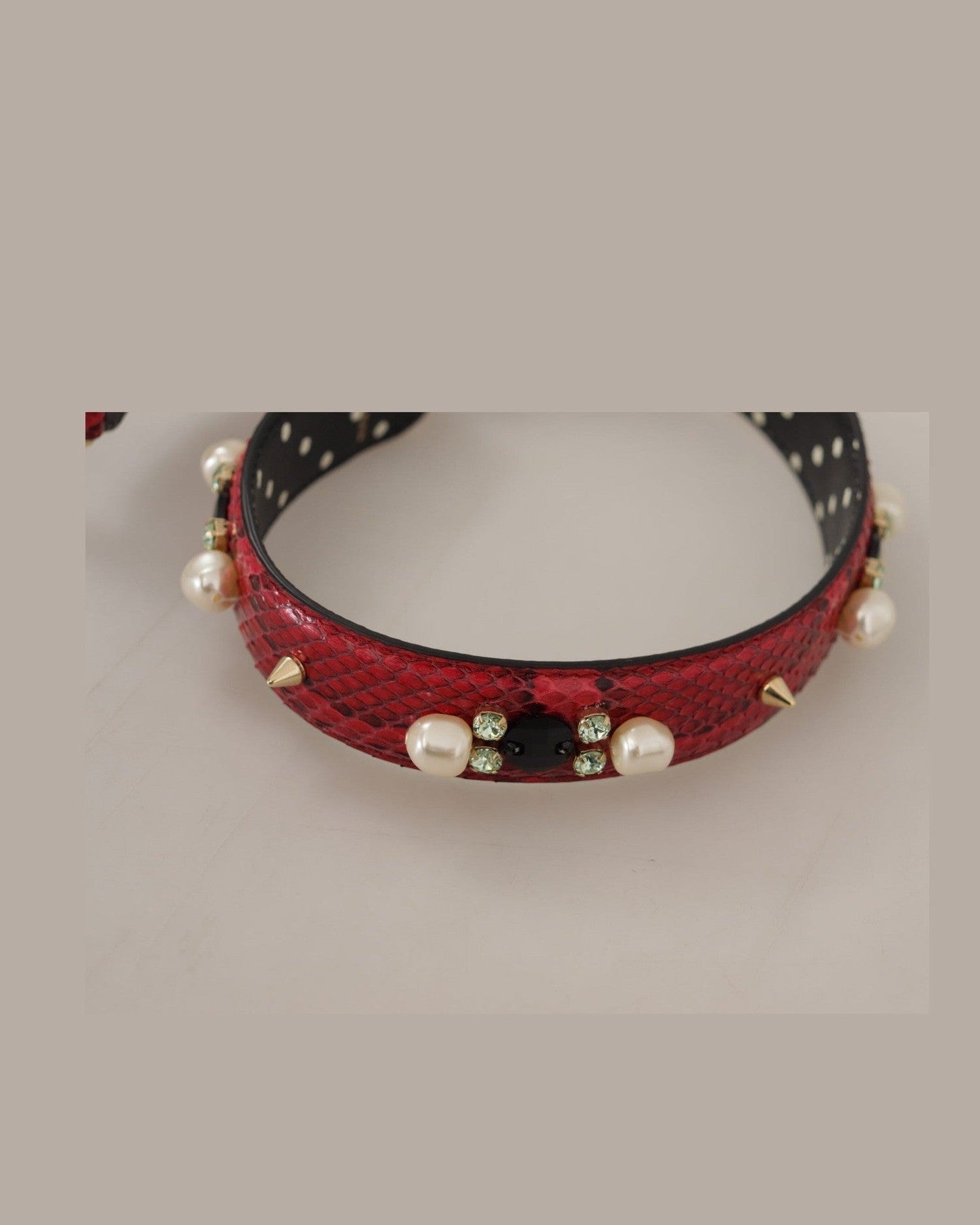 Dolce & Gabbana Elegant Python Leather Shoulder Red Strap Glam Steals
