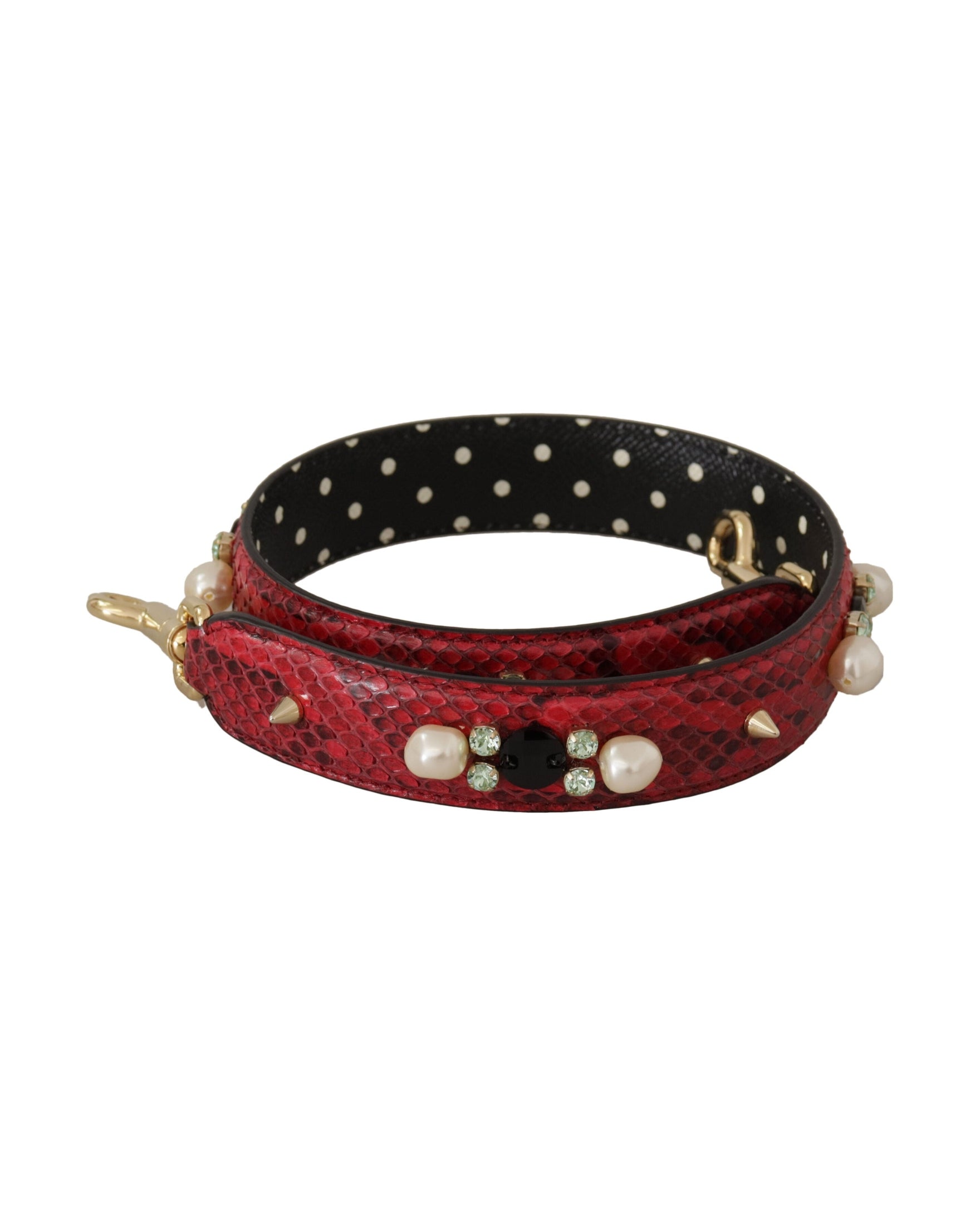 Dolce & Gabbana Elegant Python Leather Shoulder Red Strap Glam Steals