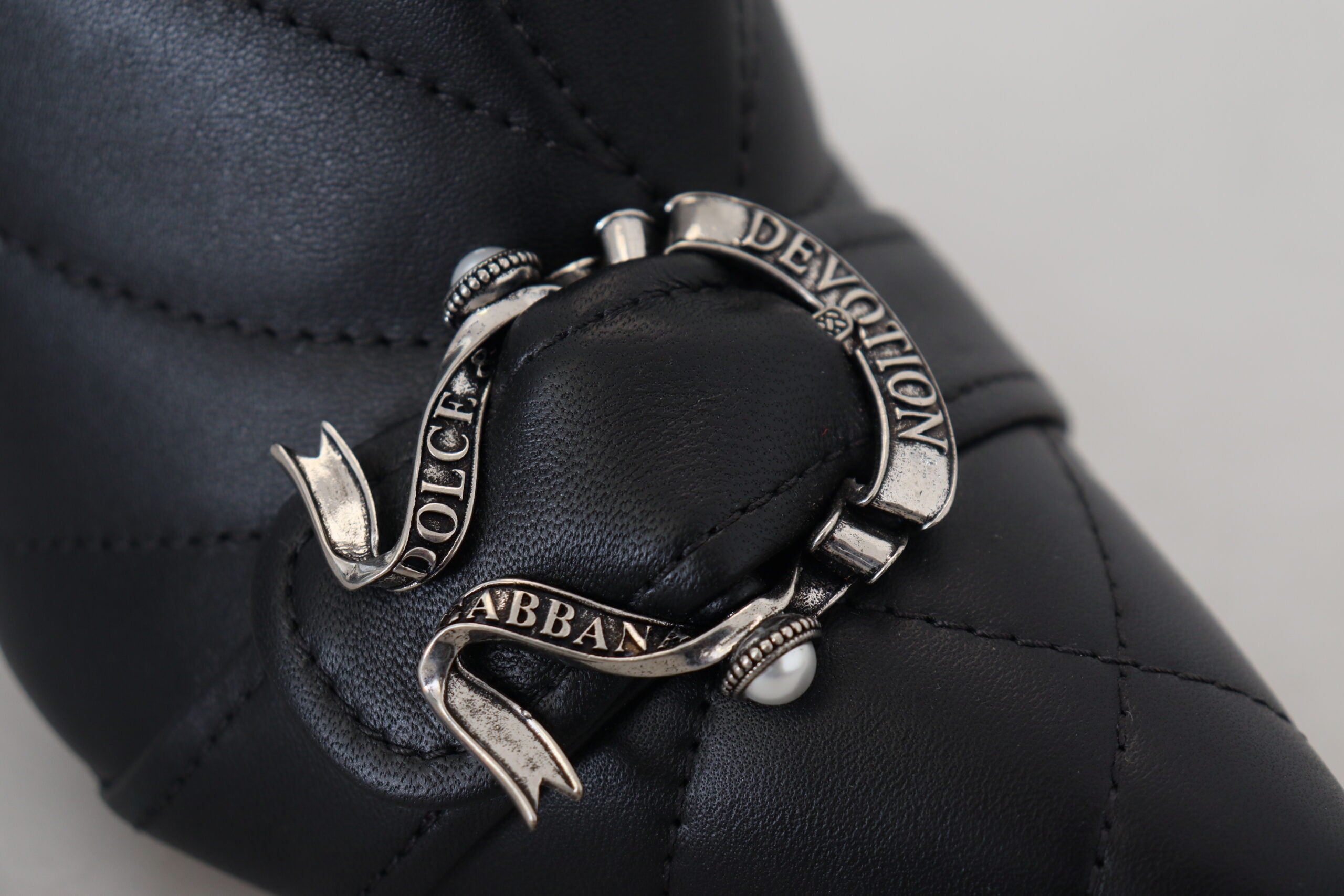 Dolce & Gabbana Elegant Quilted Leather Black Booties Glam Steals