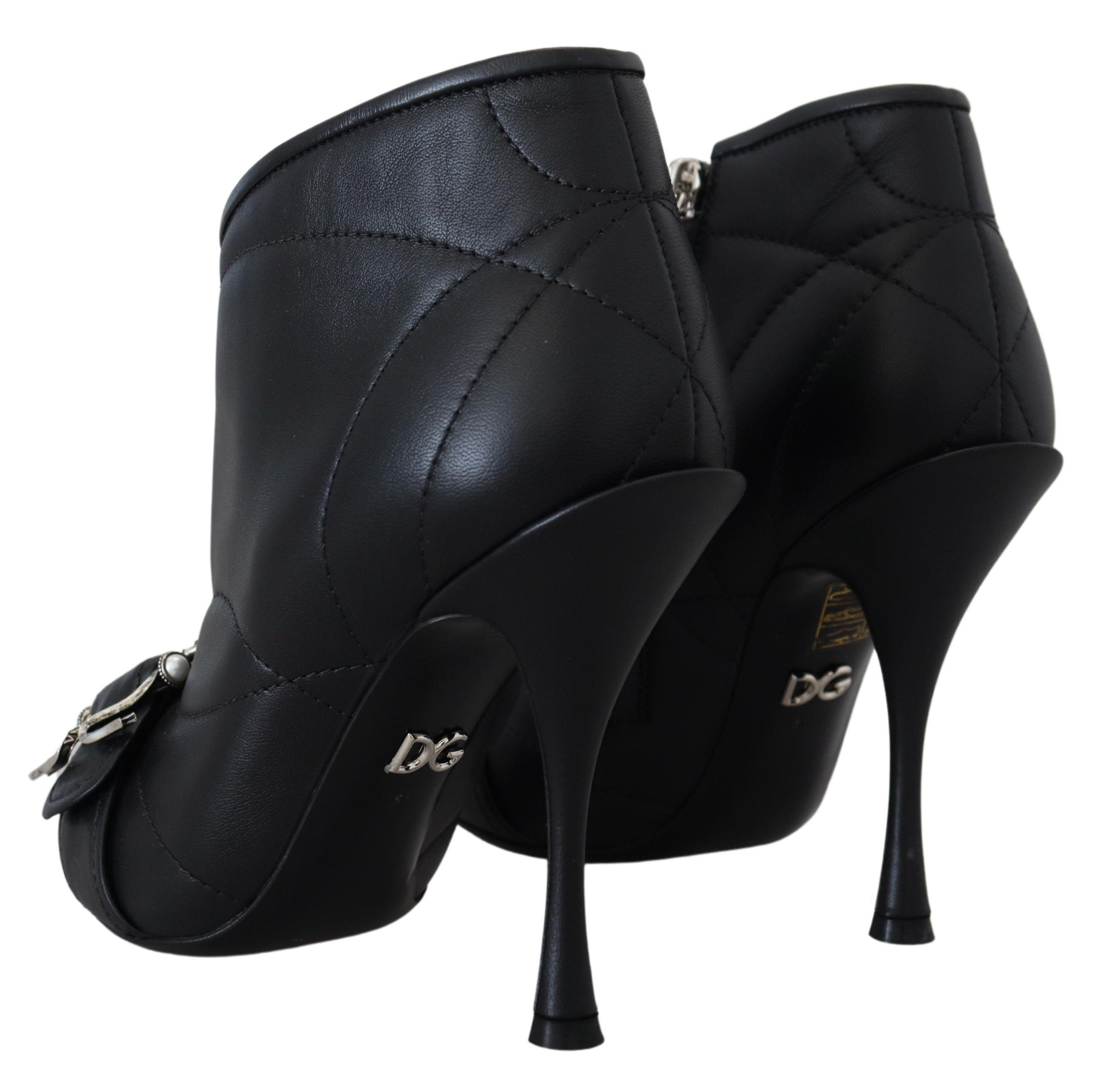 Dolce & Gabbana Elegant Quilted Leather Black Booties Glam Steals