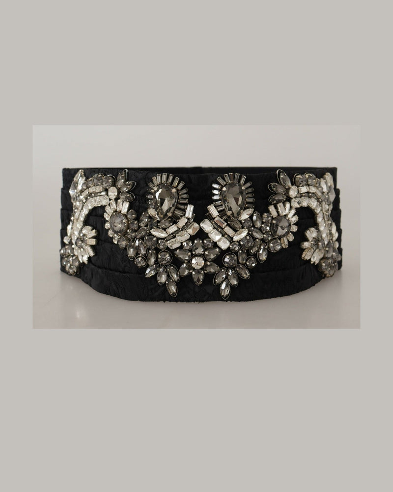 Dolce & Gabbana Elegant Rhinestone-Embellished Silk Belt Glam Steals