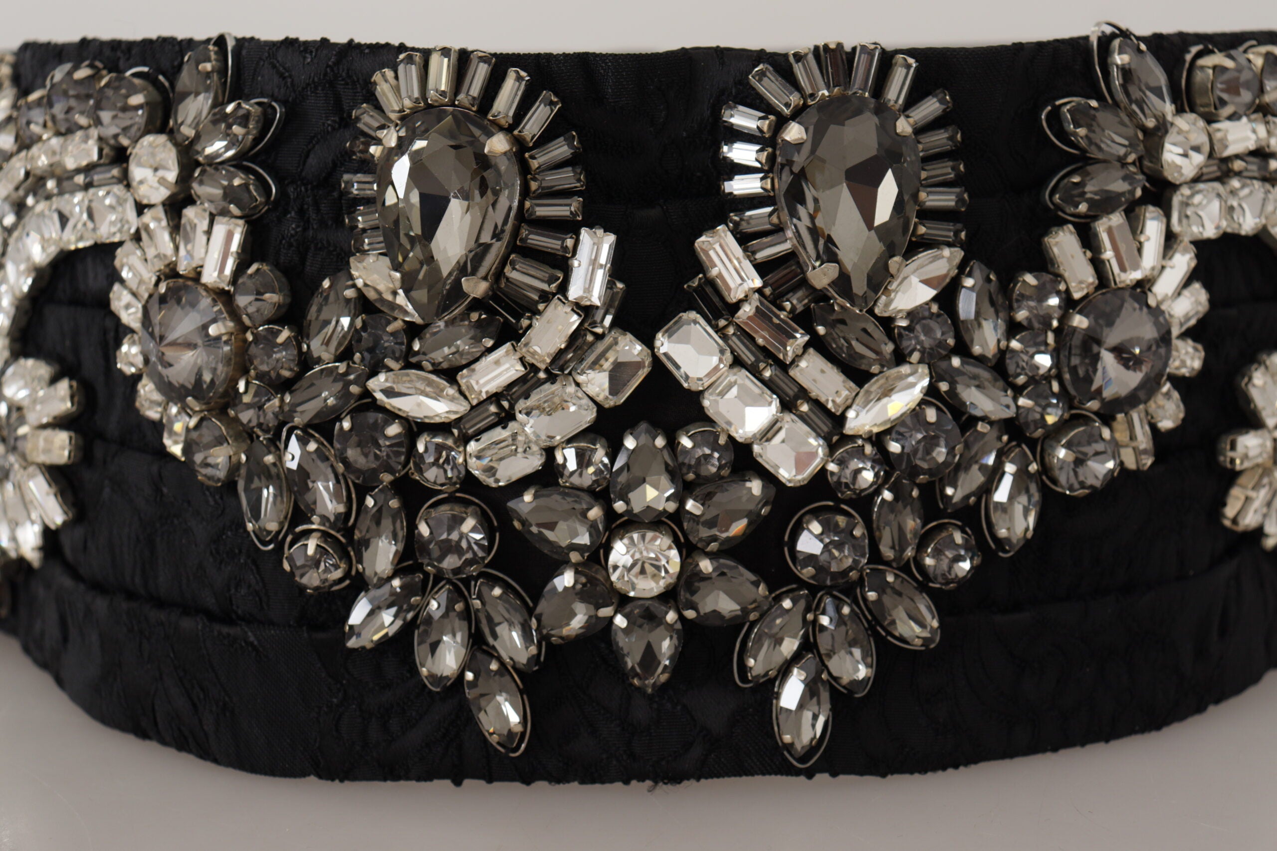 Dolce & Gabbana Elegant Rhinestone-Embellished Silk Belt Glam Steals