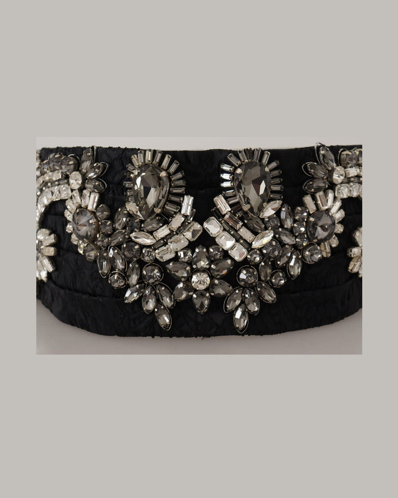 Dolce & Gabbana Elegant Rhinestone-Embellished Silk Belt Glam Steals