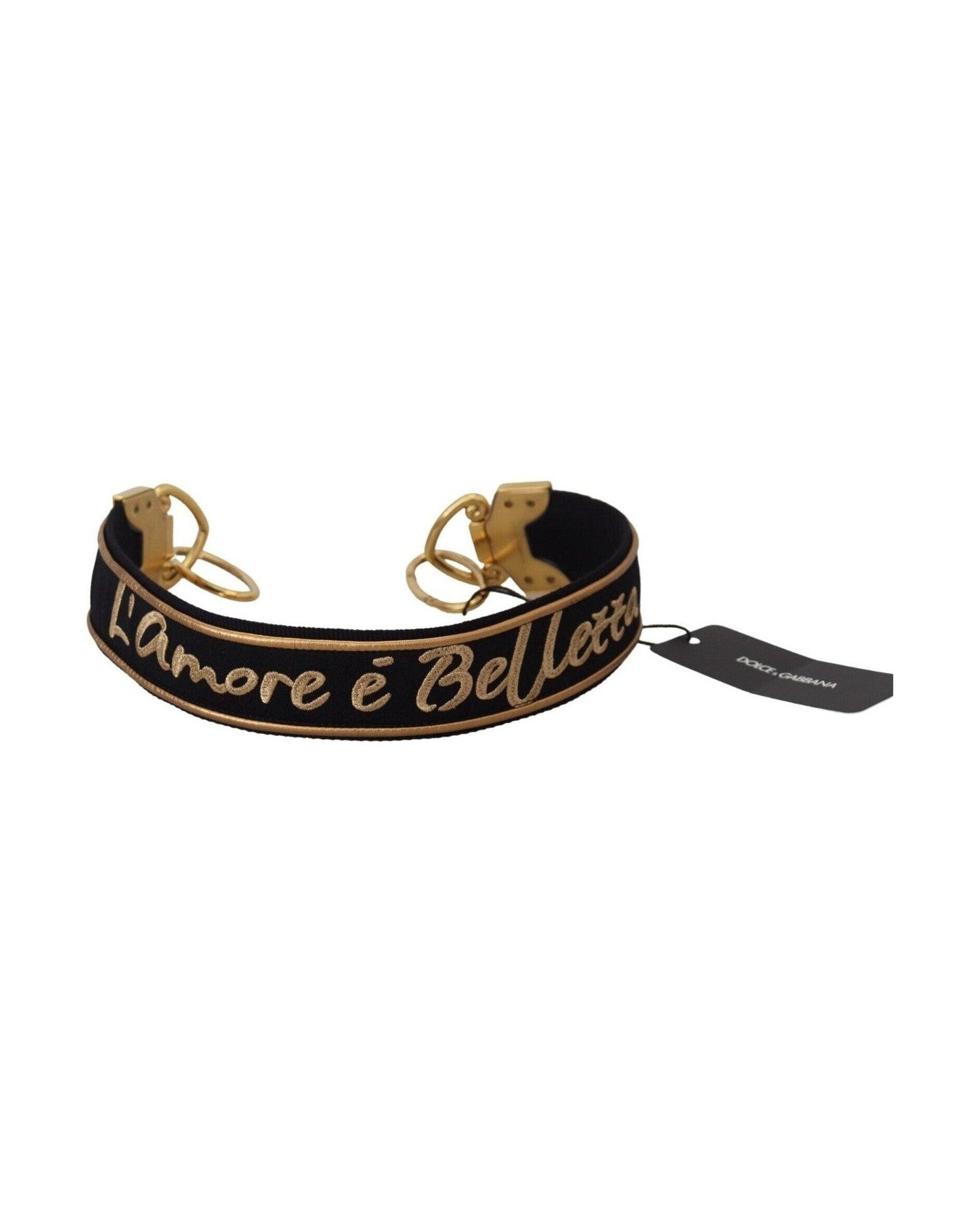 Dolce & Gabbana Elegant Shoulder Bag Gold Black Strap Glam Steals