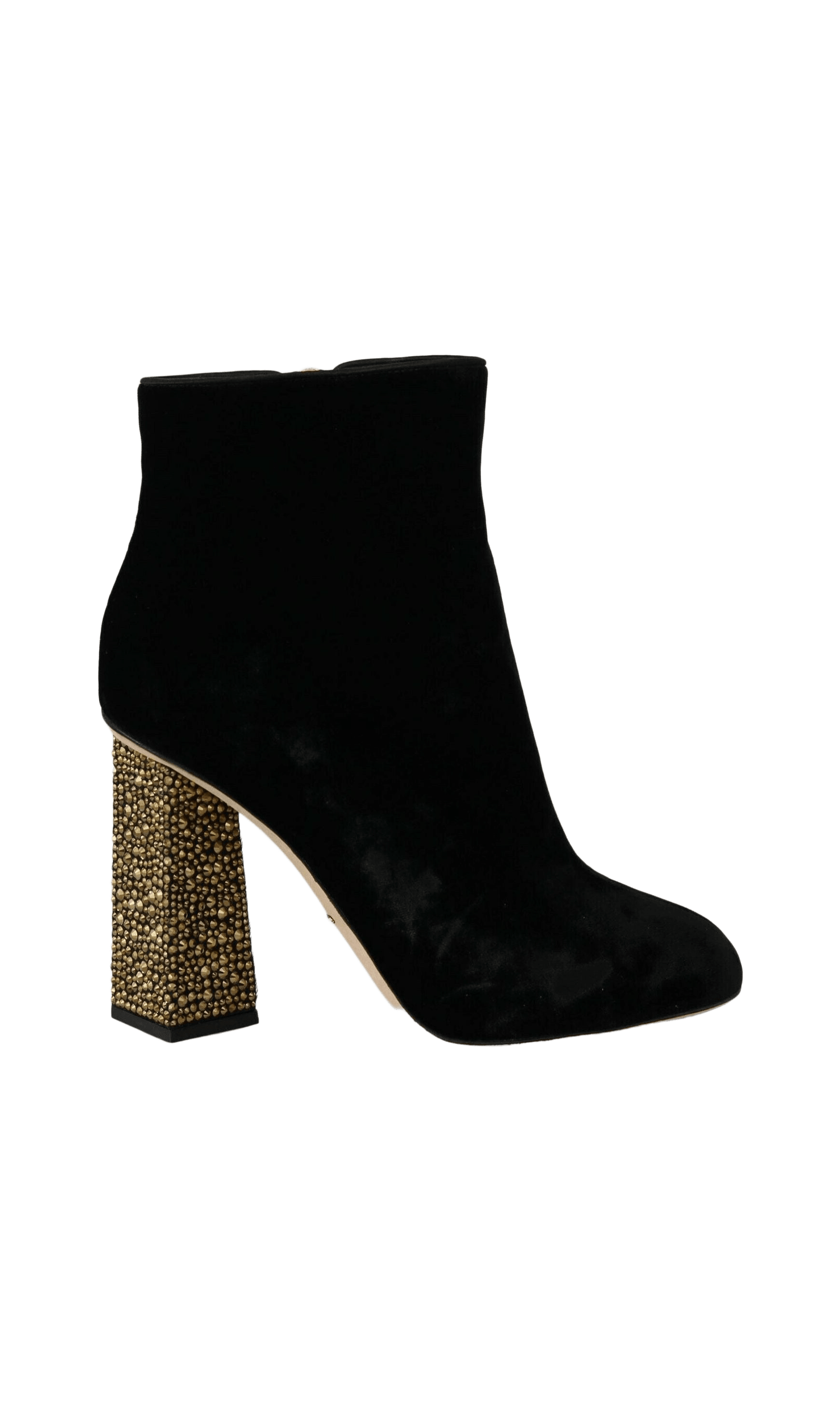 Dolce & Gabbana Elegant Velvet Ankle Boots With Crystal Heels Glam Steals