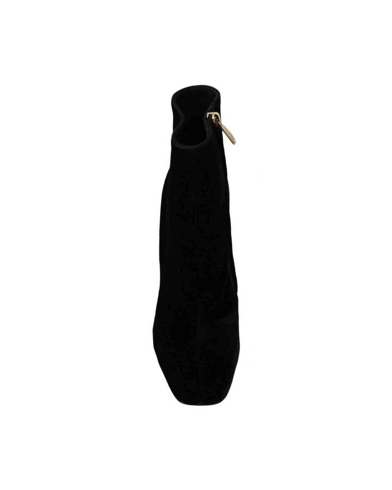 Dolce & Gabbana Elegant Velvet Ankle Boots With Crystal Heels Glam Steals