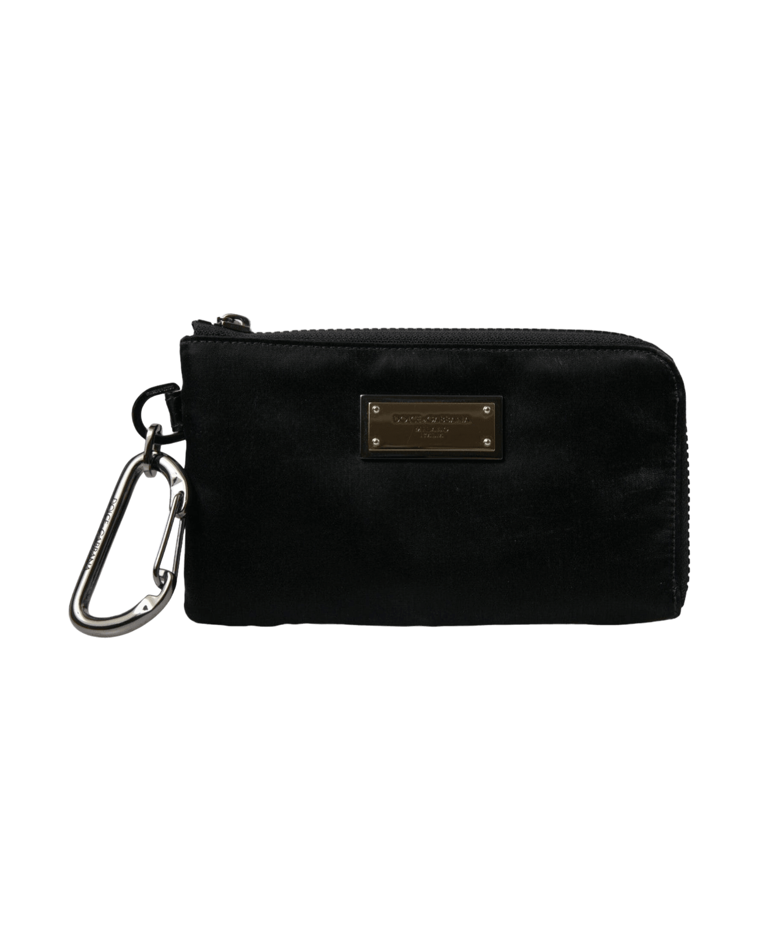 Dolce & Gabbana Elite Nylon & Leather Pouch With Logo Black Detail Glam Steals