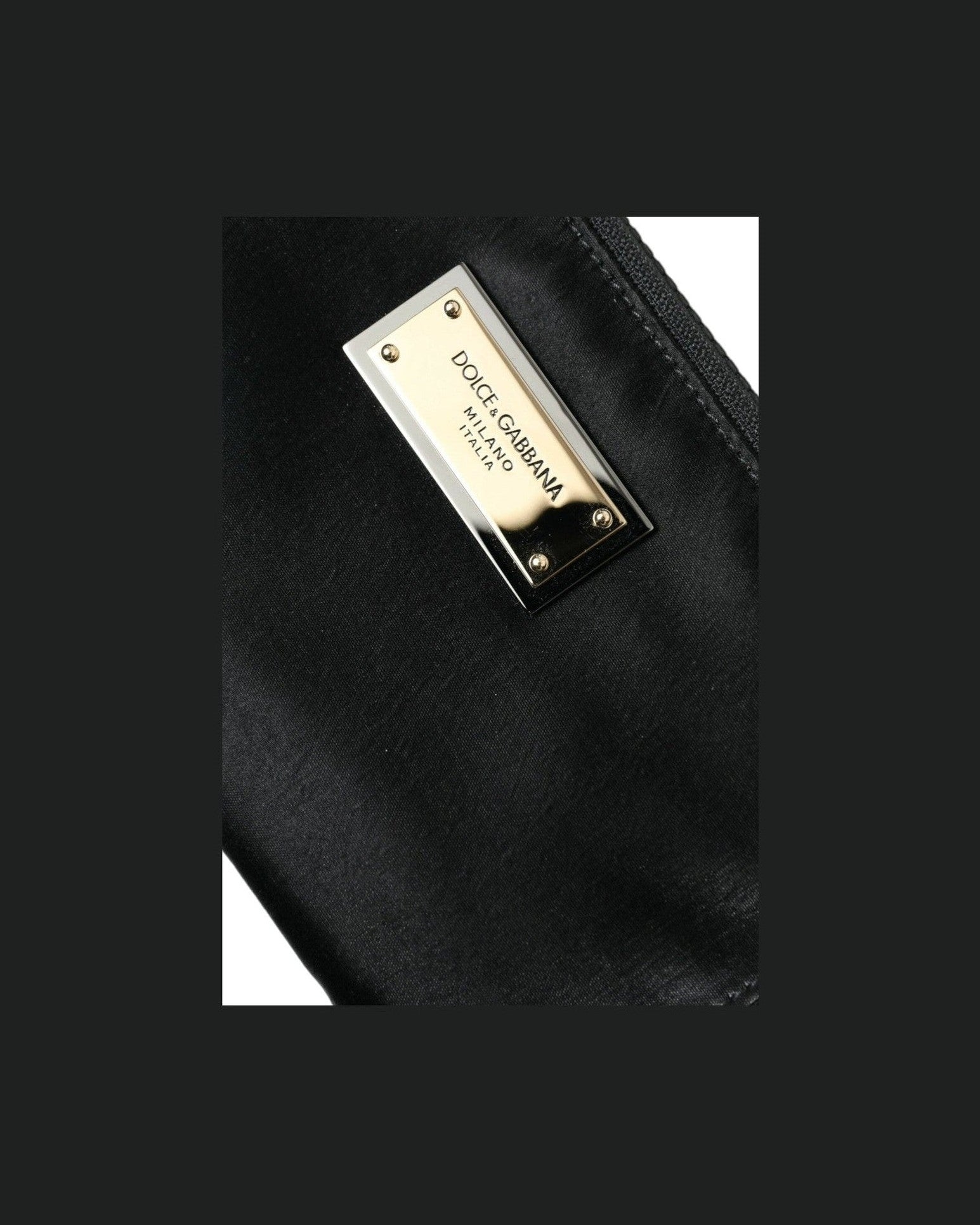 Dolce & Gabbana Elite Nylon & Leather Pouch With Logo Black Detail Glam Steals