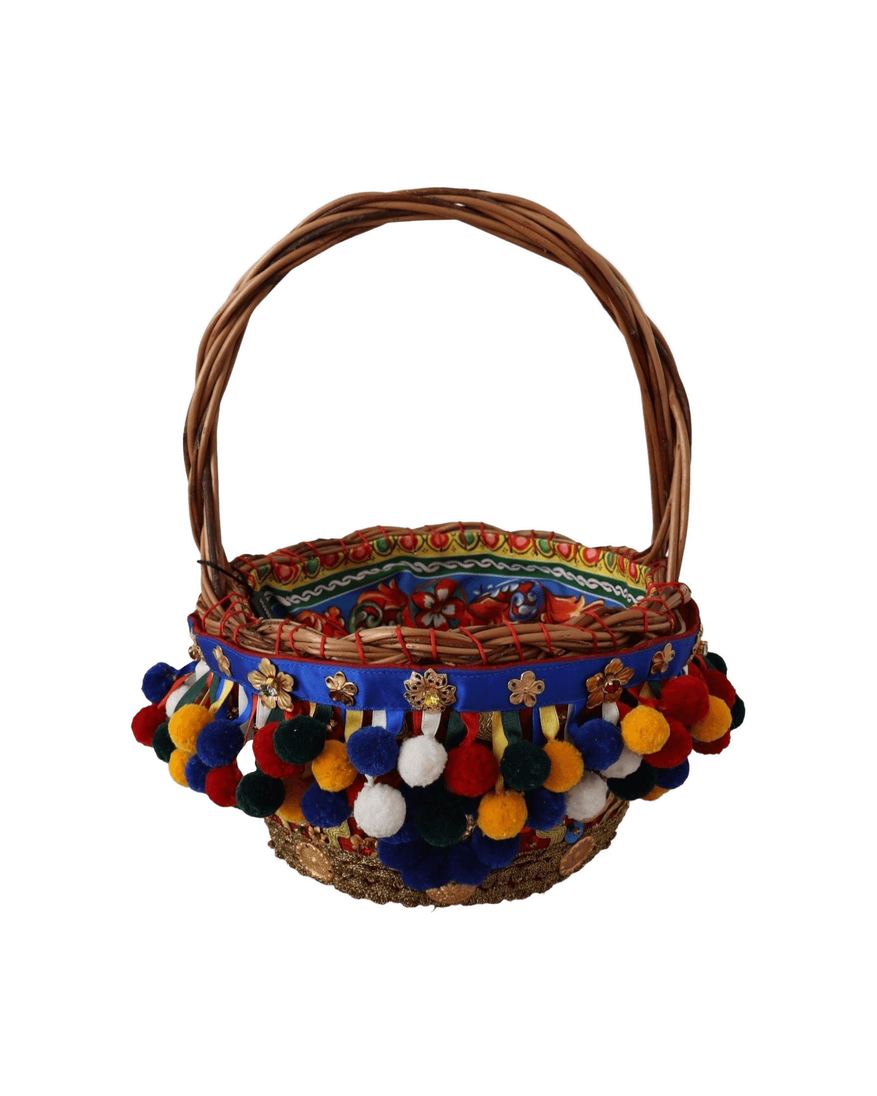 Dolce & Gabbana Embellished Wicker Multicolor Tote Glam Steals